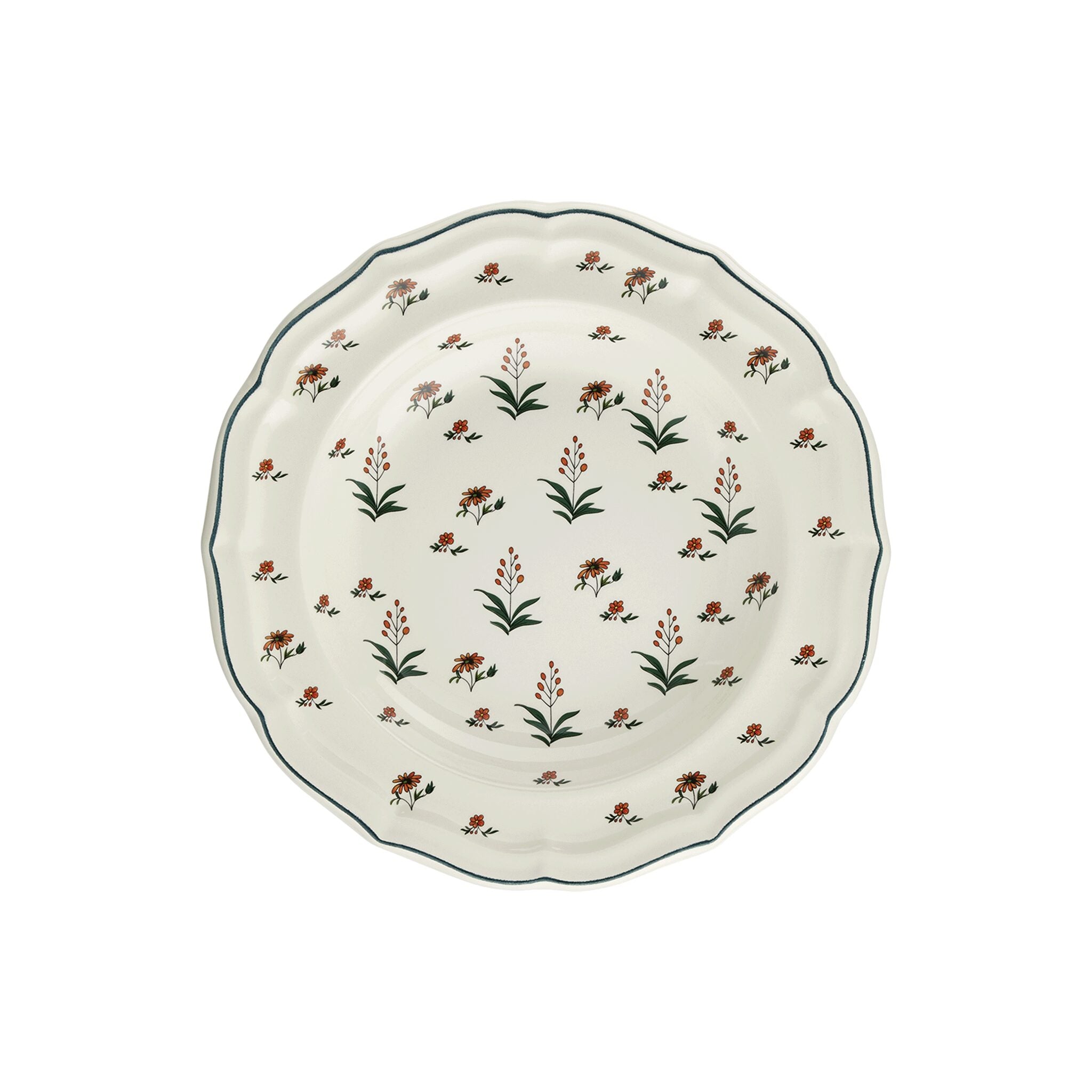 Gien Set of 4 Rim Soups - Herbier Du Paradis Soup Plates & Rimmed Soup Bowl