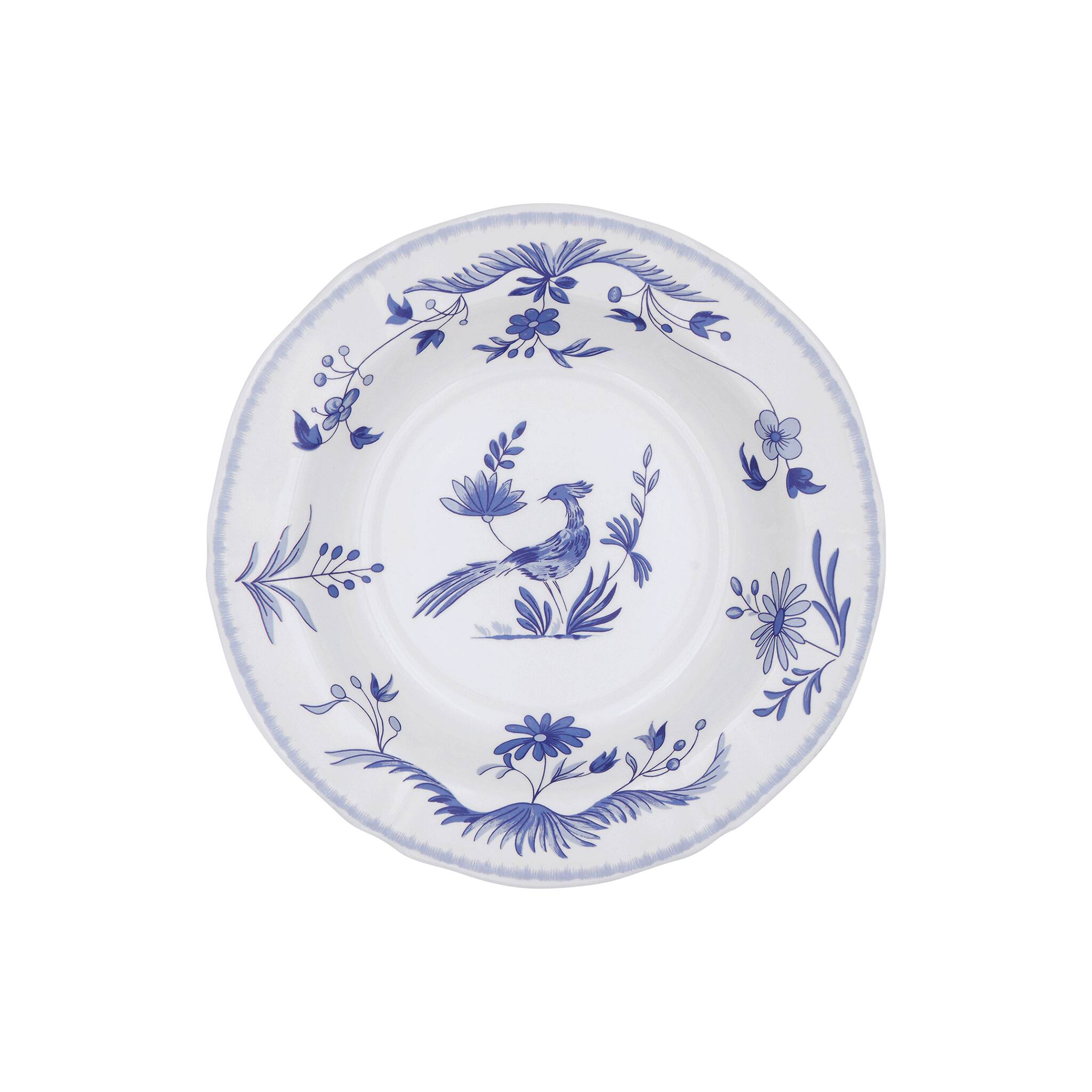 Gien Set of 4 Rim Soups - Paradis Bleu Soup Plates & Rimmed Soup Bowl