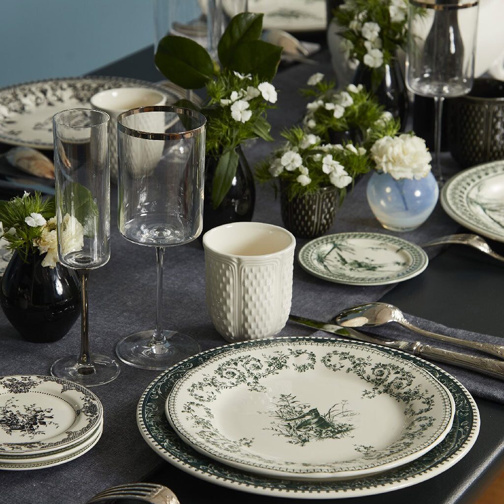 Gien Set of 4 Us Cereal Bowls - Les Dépareillées Green, alternate view