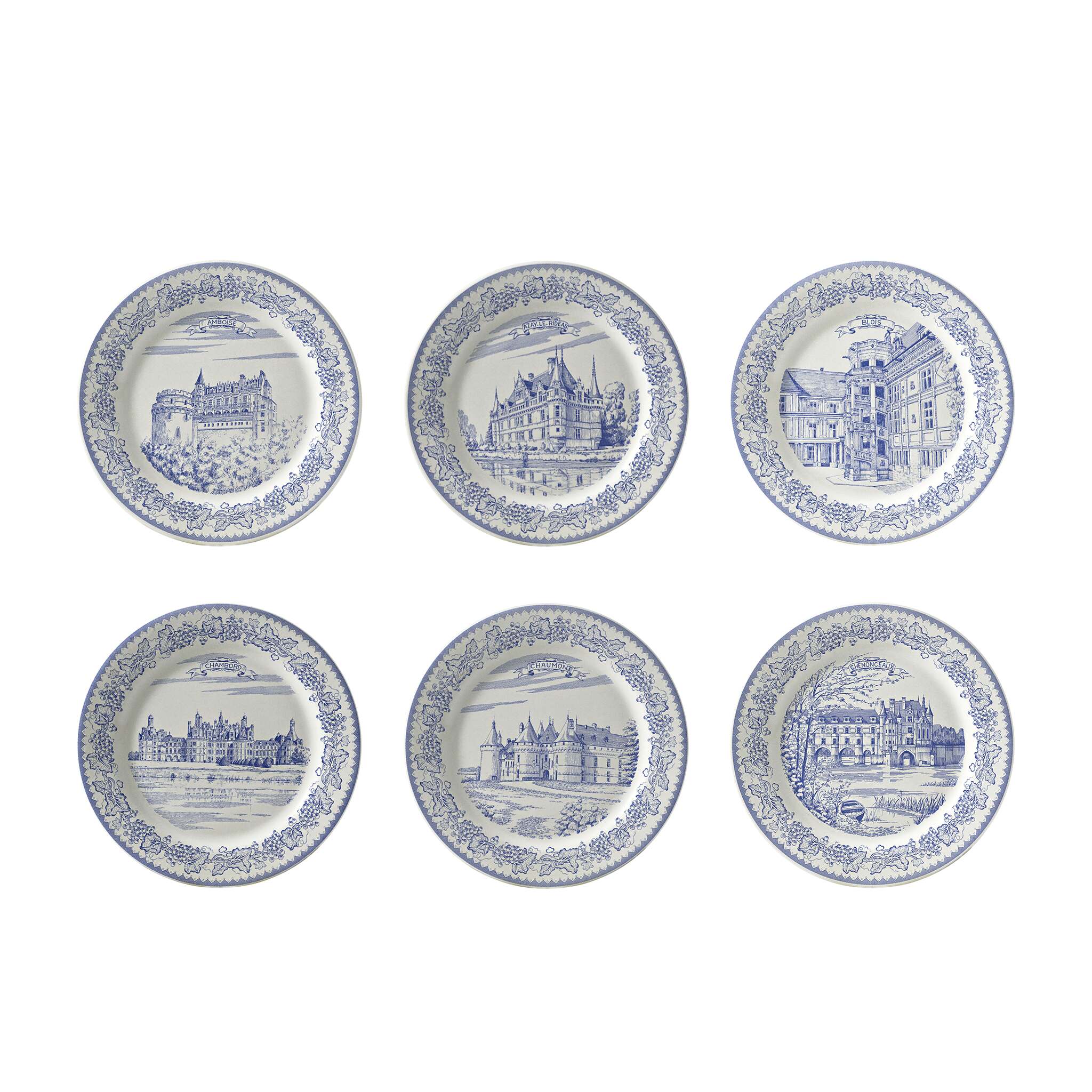 Gien Set of 6 Assorted Coasters - Châteaux De La Loire