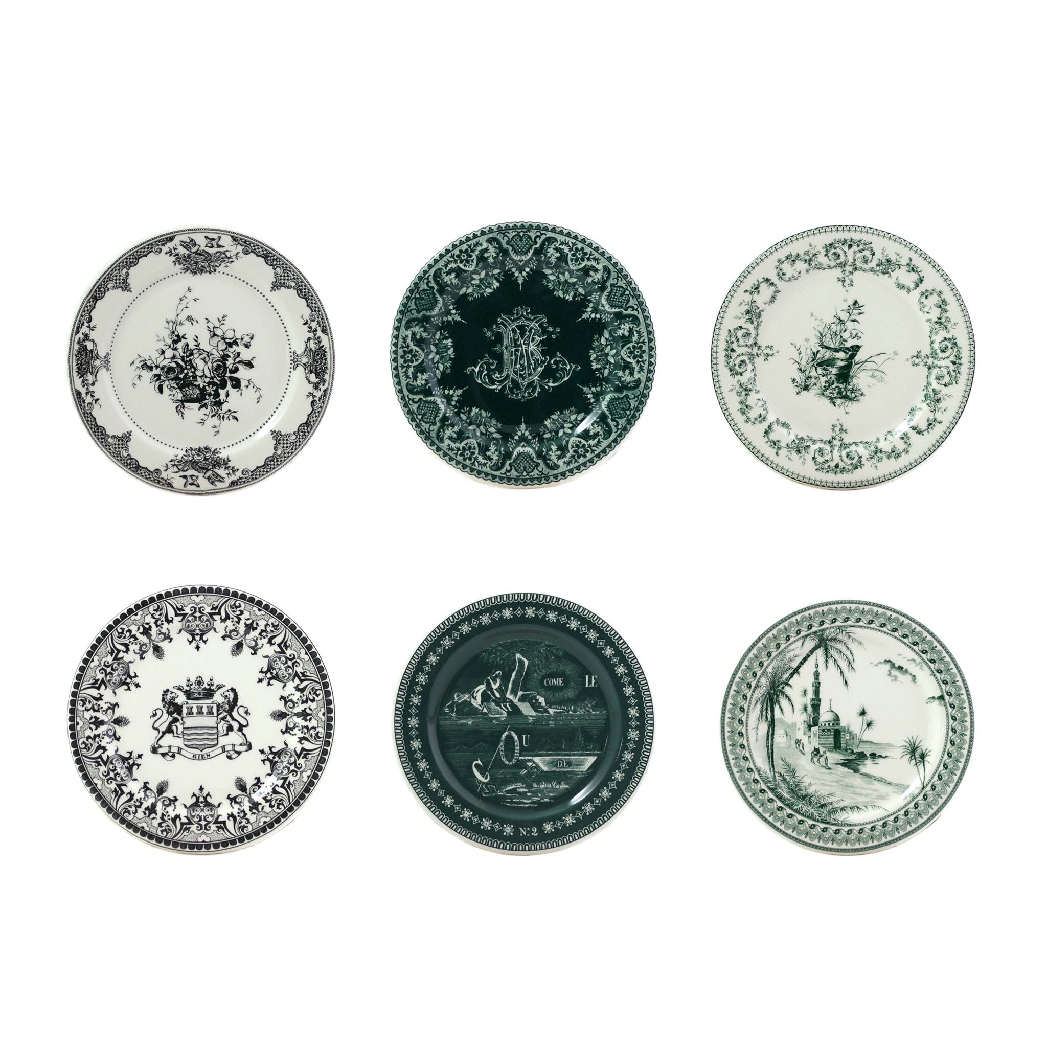 Gien Set of 6 Coasters Assorted - Les Dépareillées Green