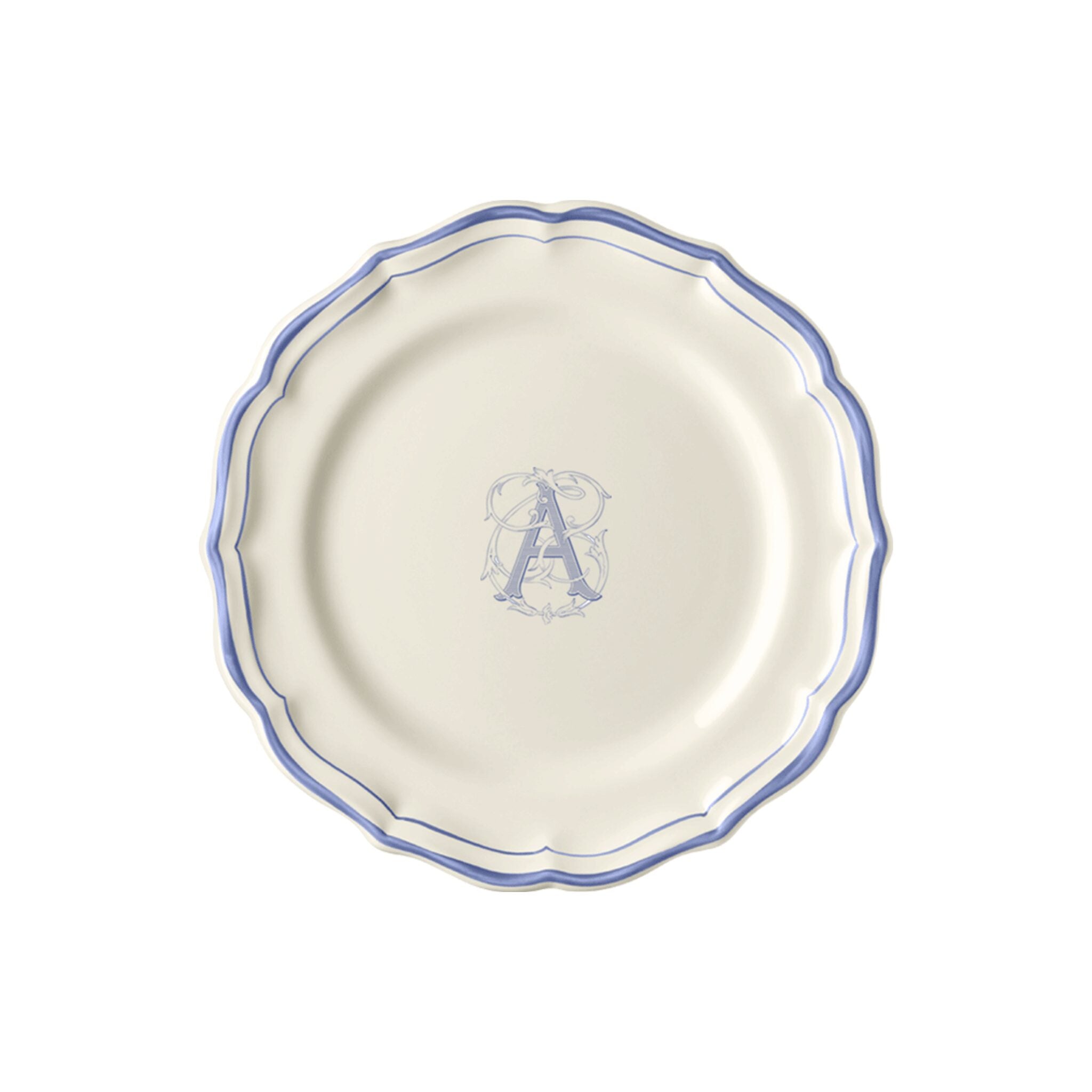 Gien Set of 6 Dessert Plates A - Filet Blue Monogram