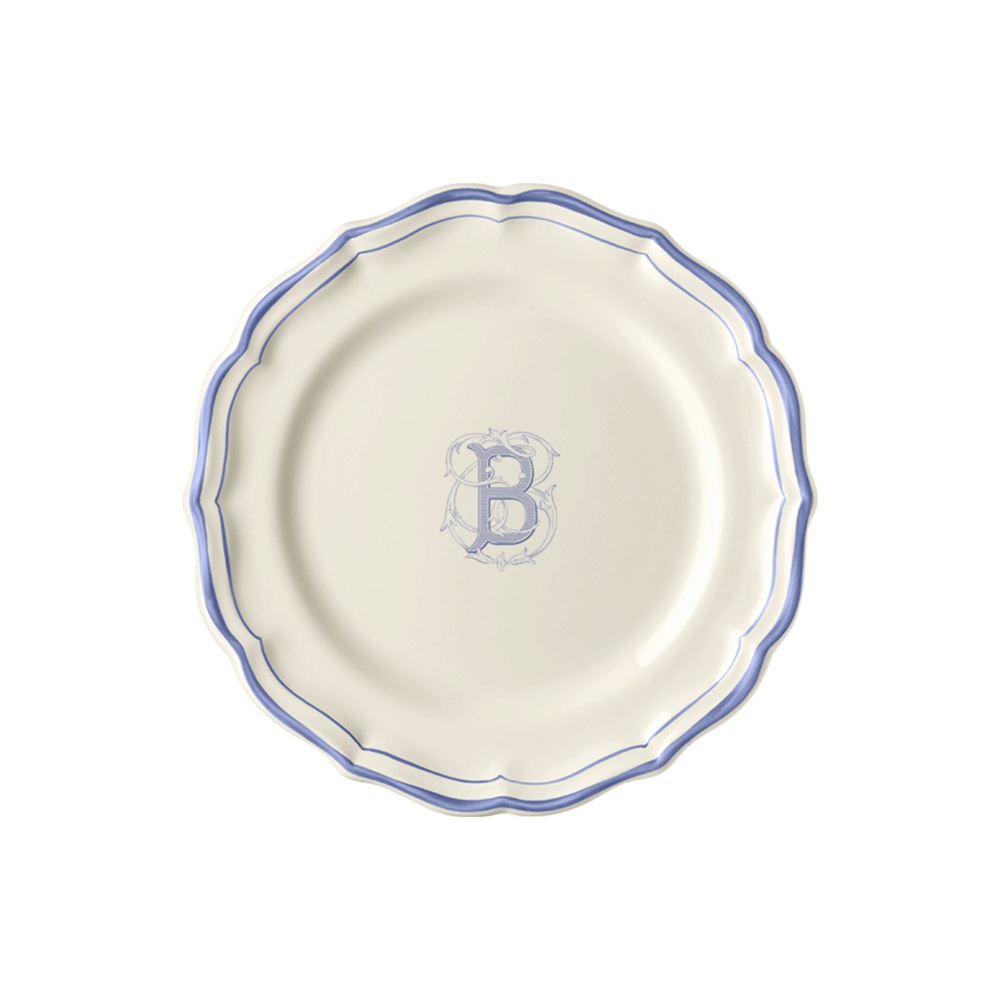 Gien Set of 6 Dessert Plates B - Filet Blue Monogram
