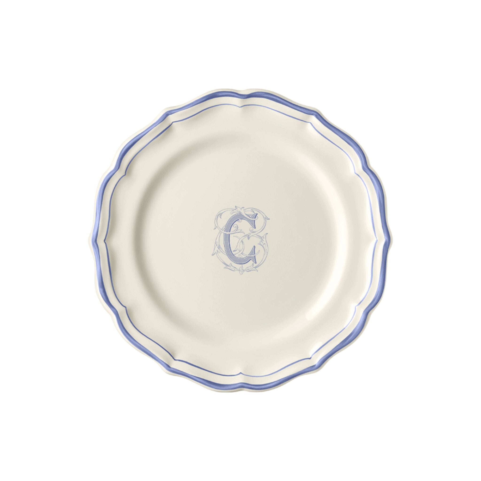 Gien Set of 6 Dessert Plates C - Filet Blue Monogram