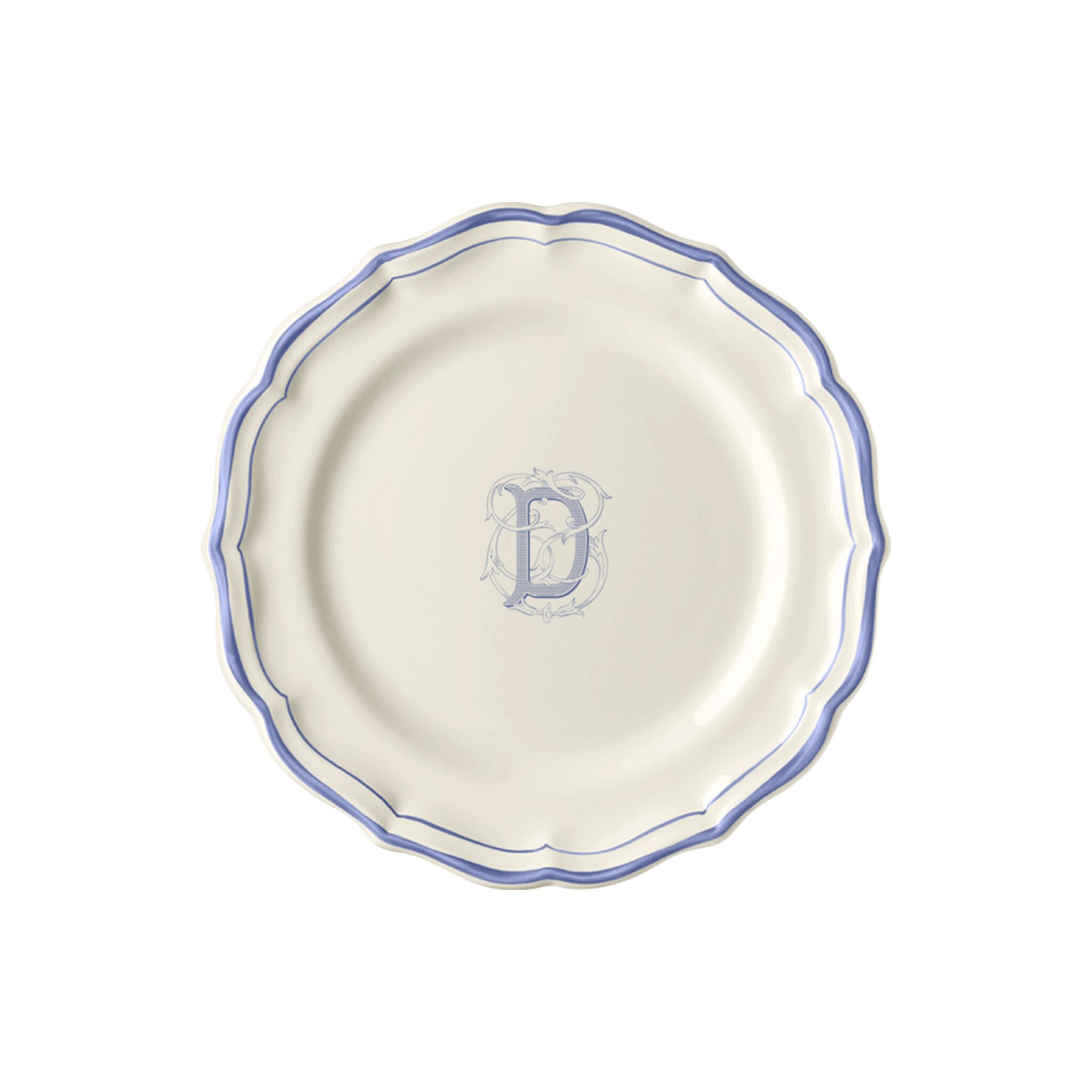 Gien Set of 6 Dessert Plates D - Filet Blue Monogram