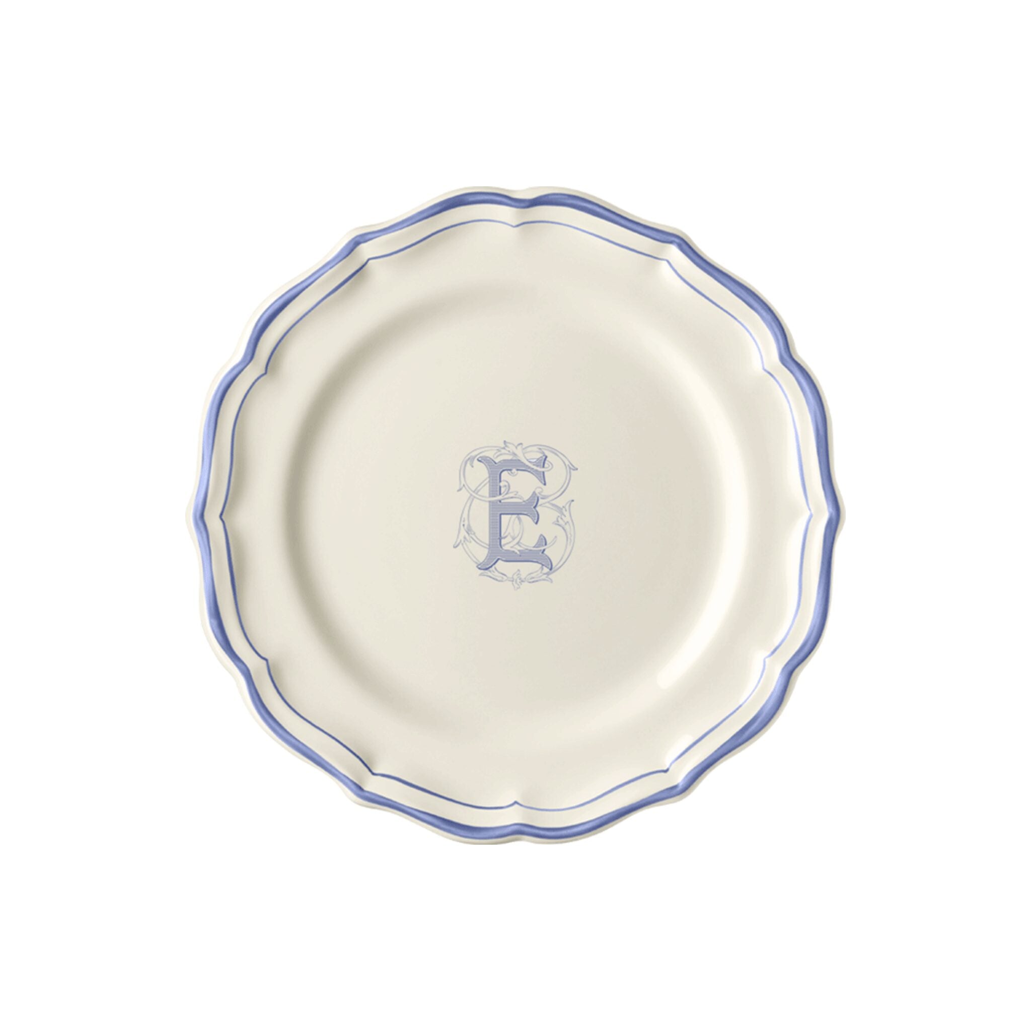 Gien Set of 6 Dessert Plates E - Filet Blue Monogram