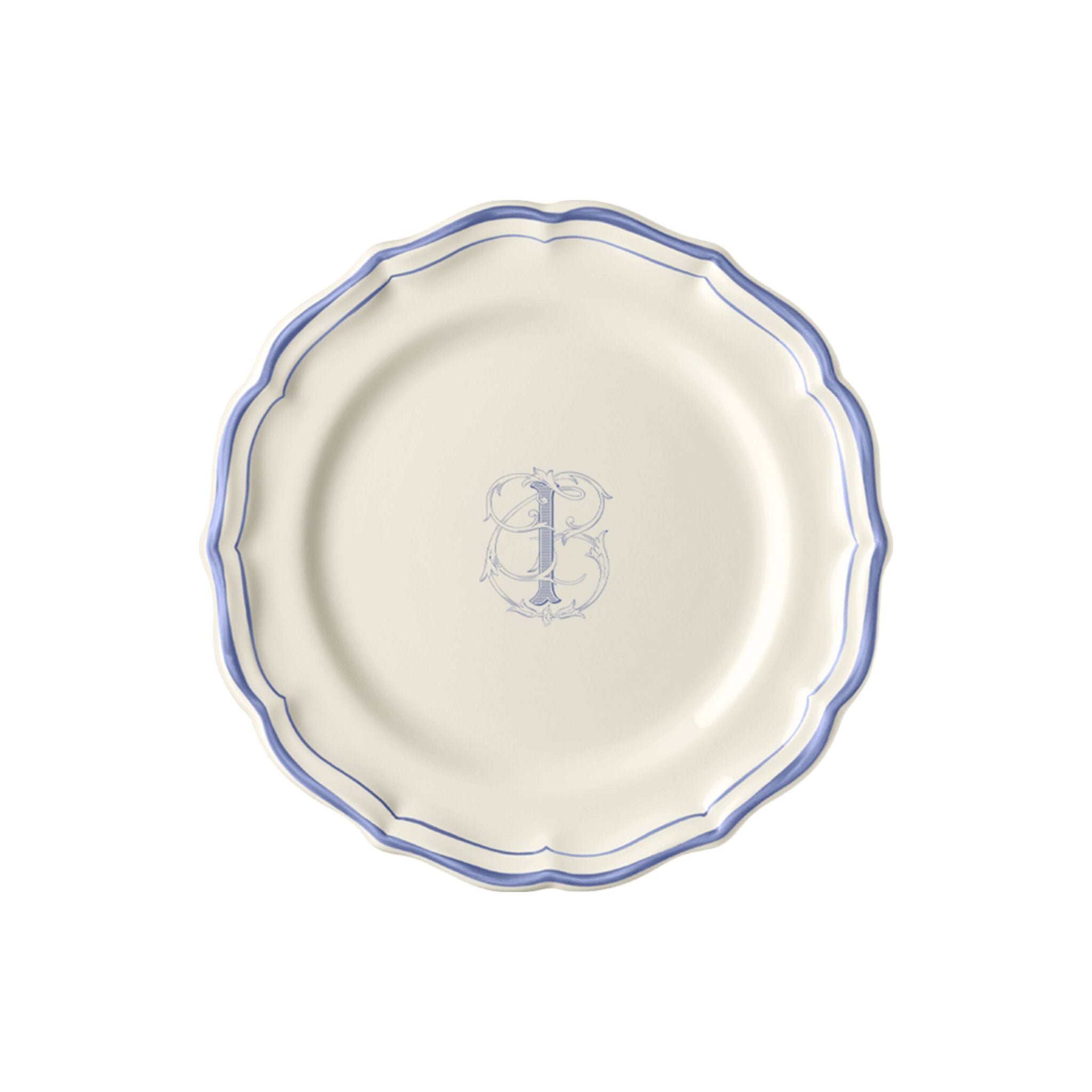 Gien Set of 6 Dessert Plates I - Filet Blue Monogram