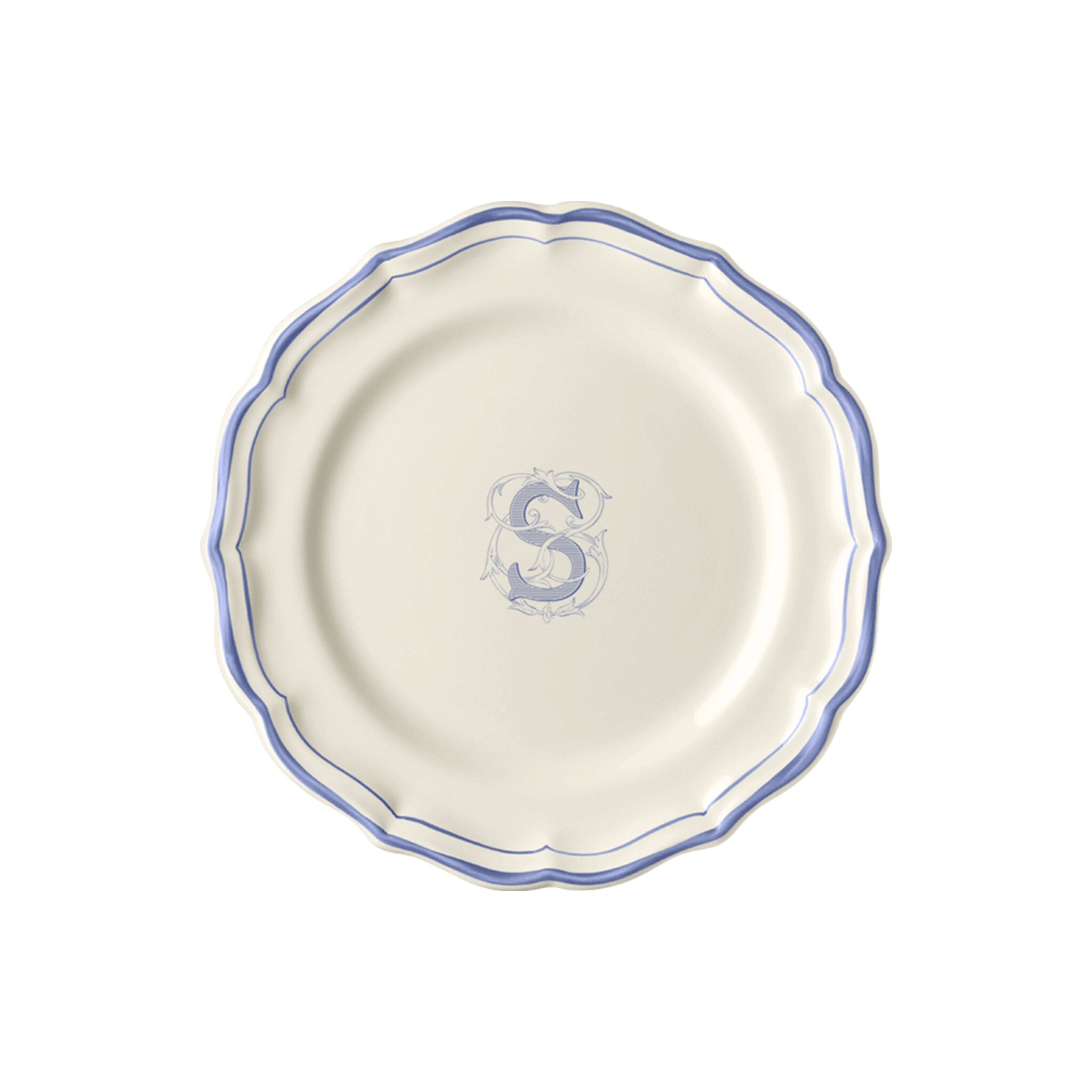 Gien Set of 6 Dessert Plates S - Filet Blue Monogram