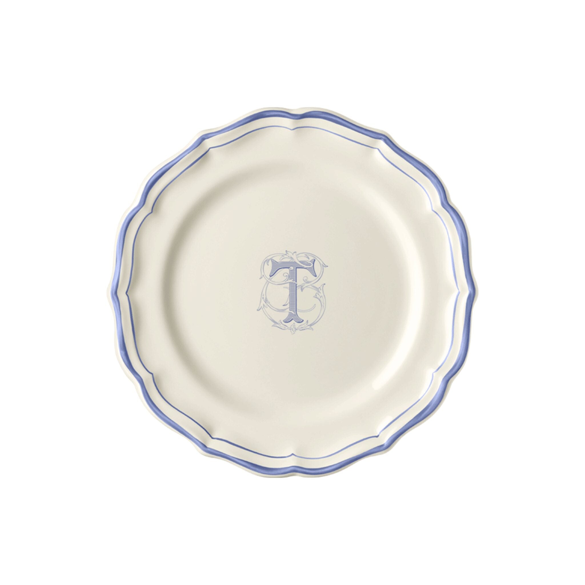 Gien Set of 6 Dessert Plates T - Filet Blue Monogram