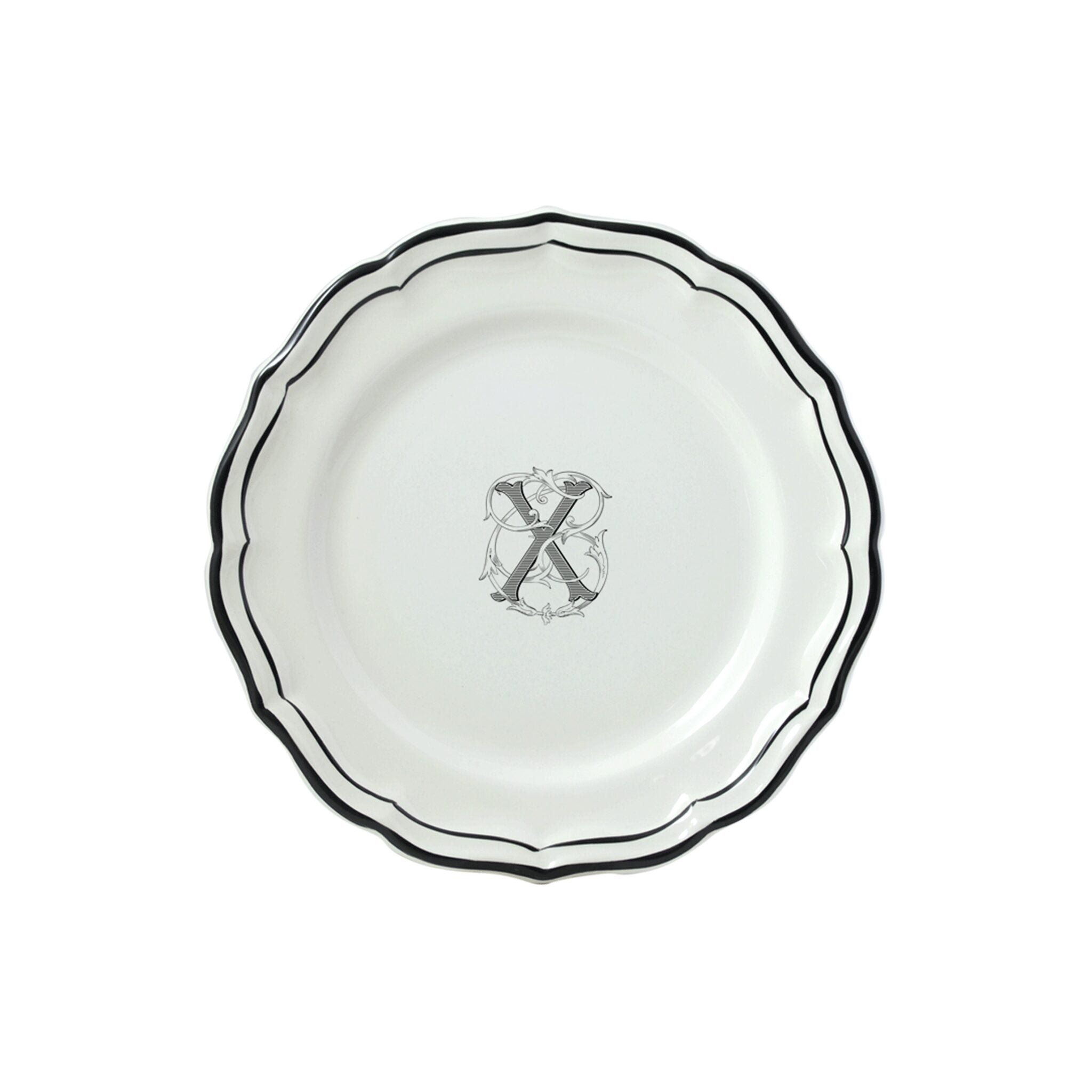 Gien Set of 6 Dessert Plates X - Filet Midnight Monogram