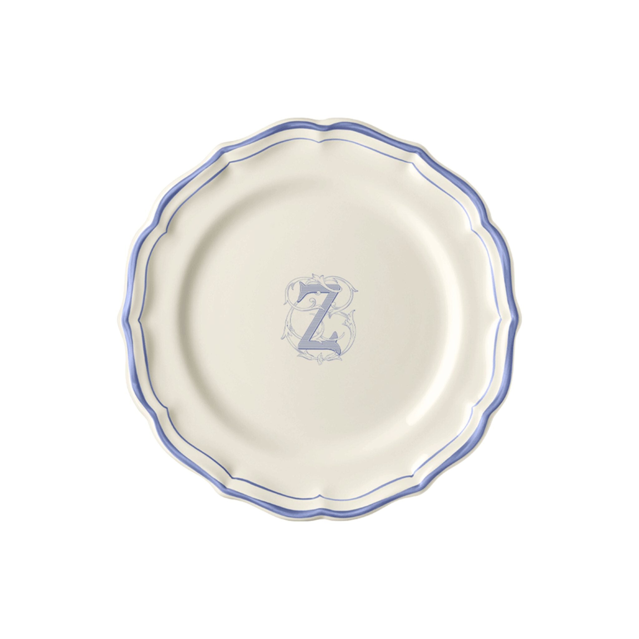 Gien Set of 6 Dessert Plates Z - Filet Blue Monogram
