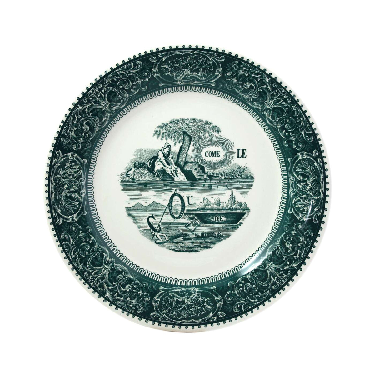 Gien Set of 6 Dinner Plates Assorted - Les Dépareillées Green, alternate view