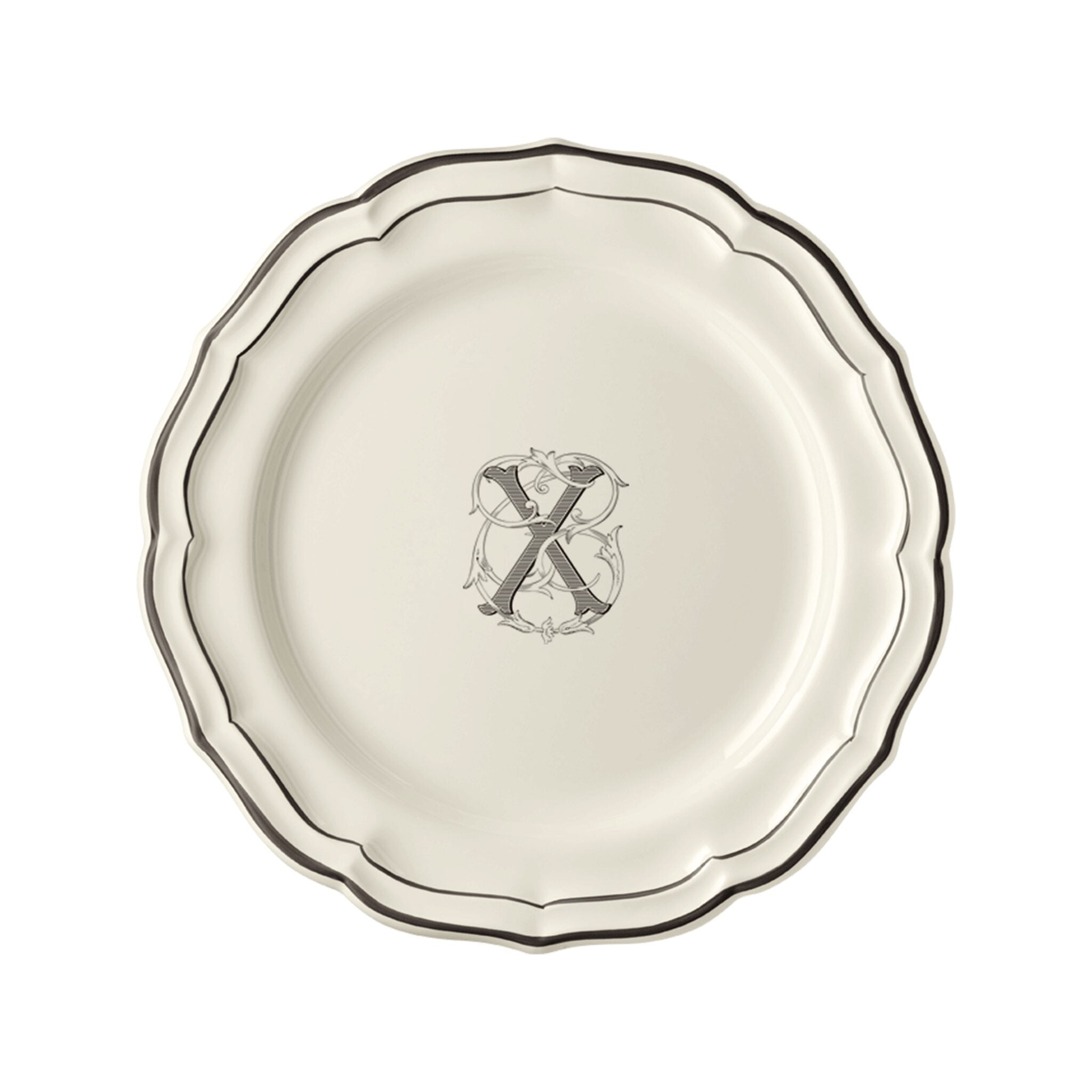 Gien Set of 6 Dinner Plates X - Filet Midnight Monogram