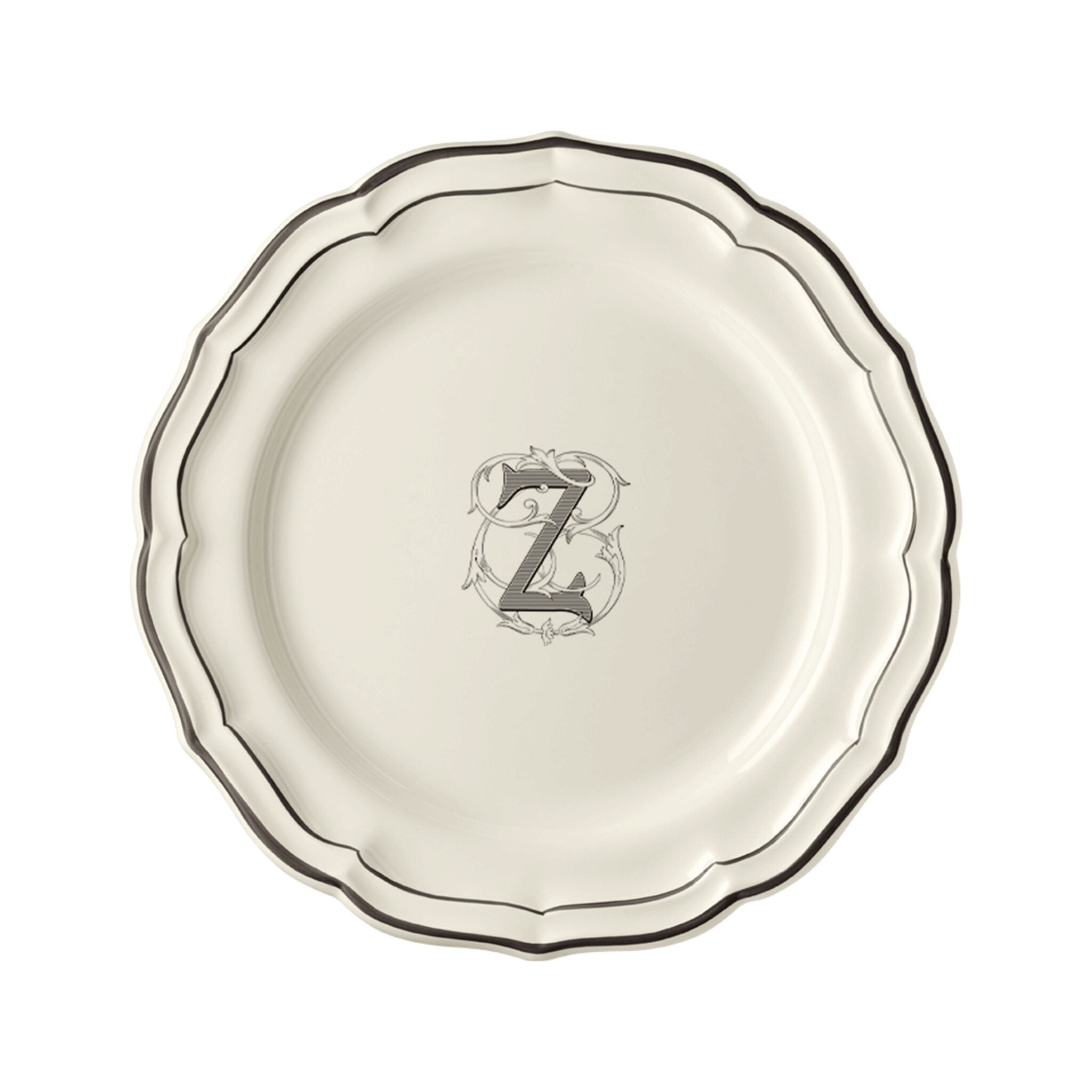 Gien Set of 6 Dinner Plates Z - Filet Midnight Monogram