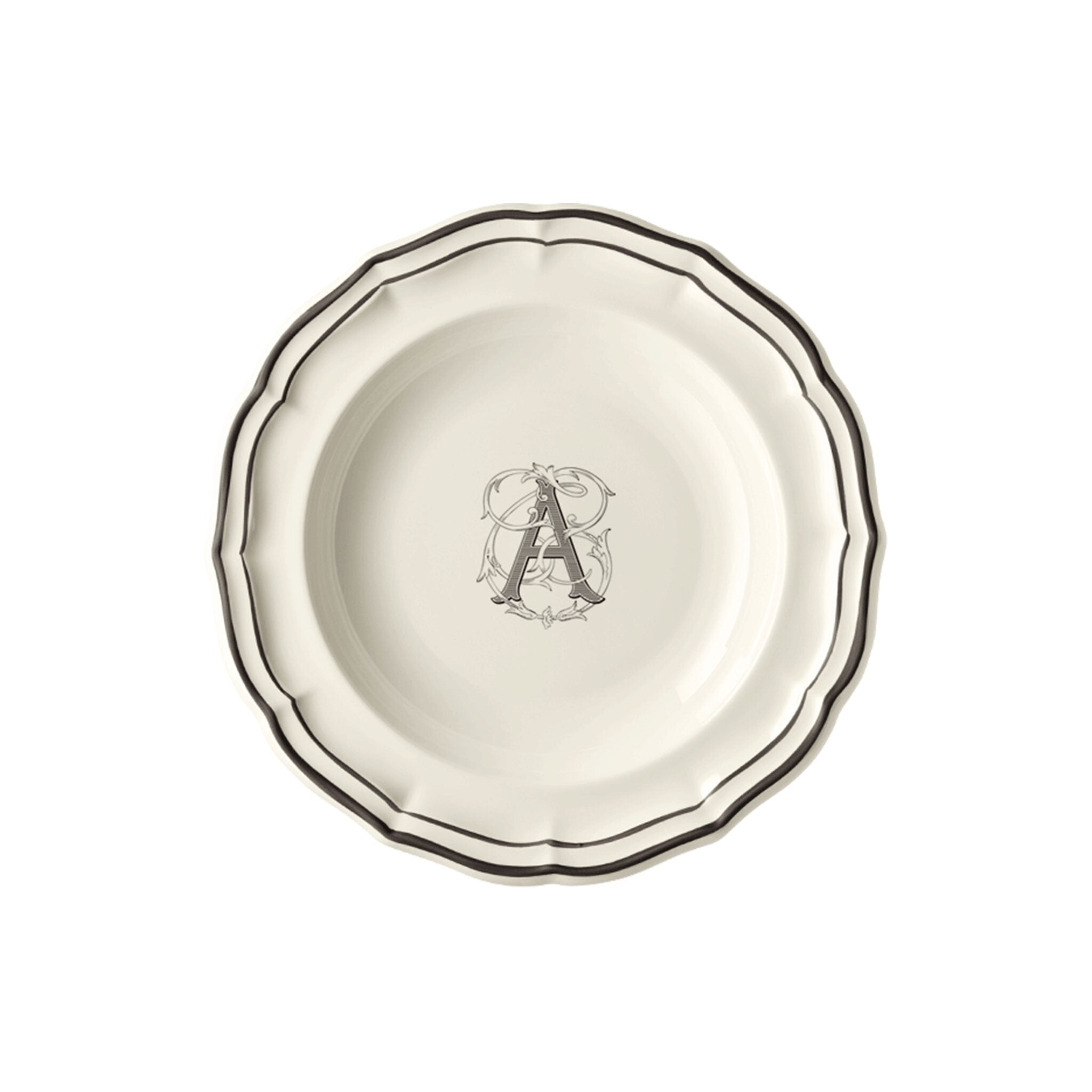 Gien Set of 6 Rim Soups A - Filet Midnight Monogram Soup Plates & Rimmed Soup Bowl