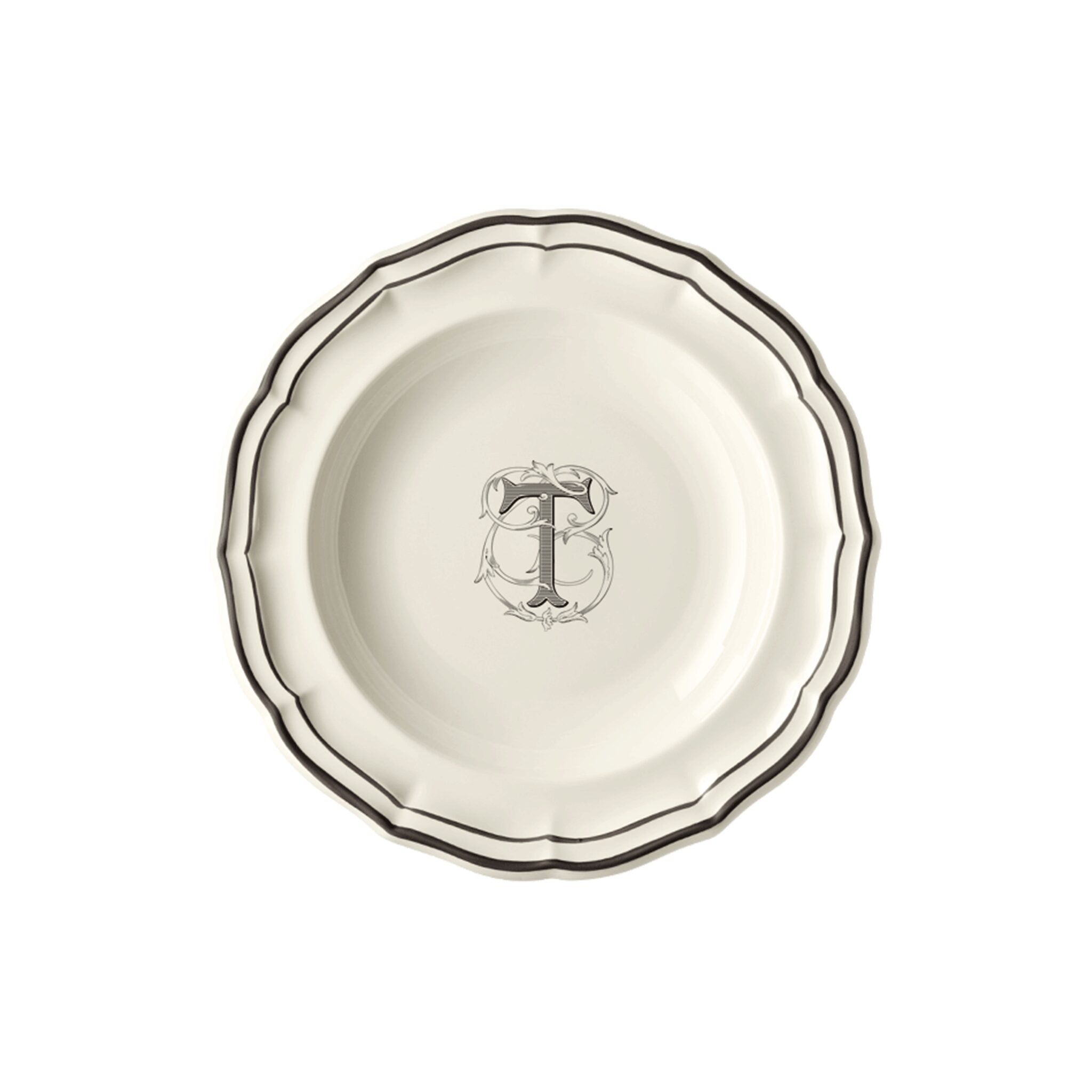 Gien Set of 6 Rim Soups T - Filet Midnight Monogram Soup Plates & Rimmed Soup Bowl