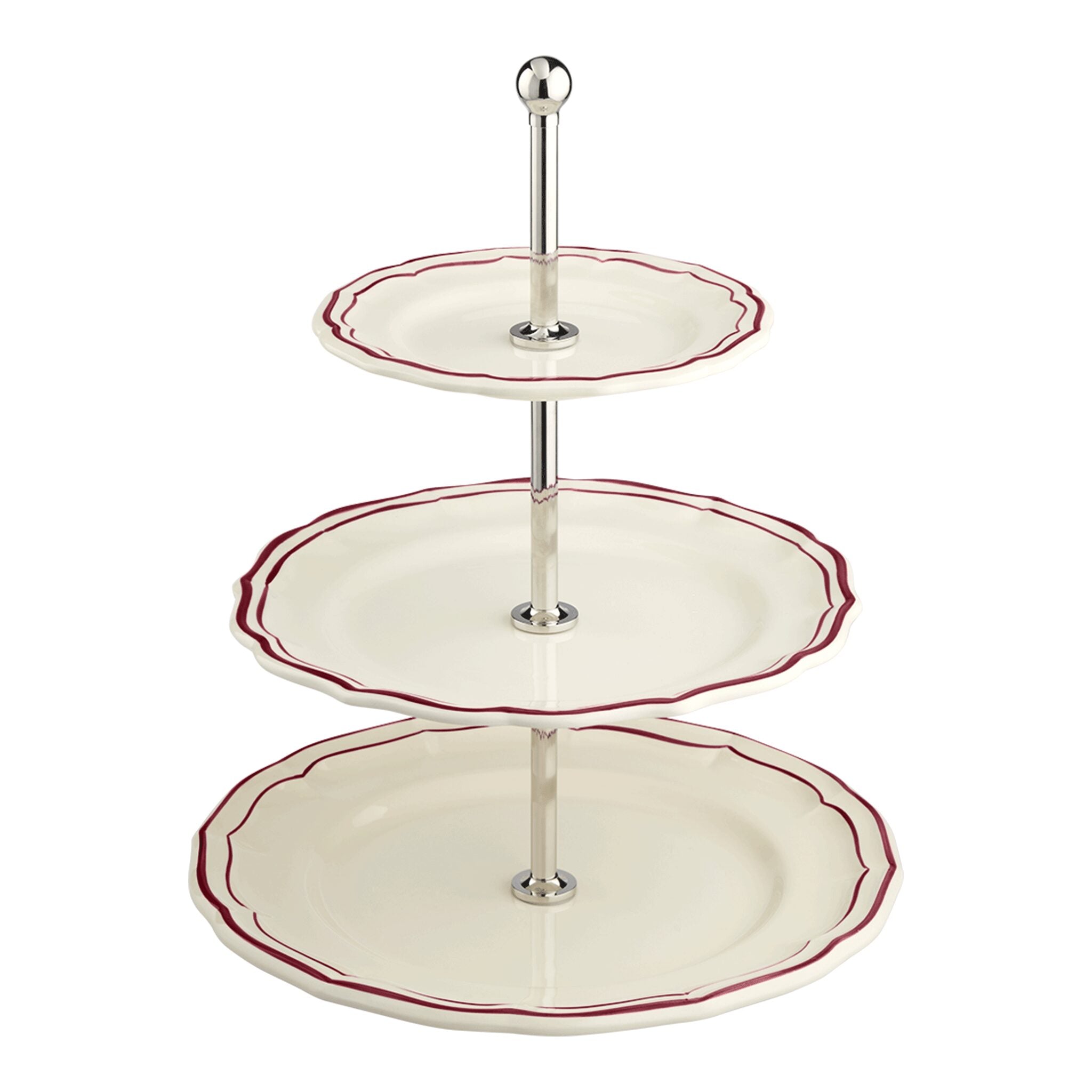 Gien Three-tier Cake Stand - Filet Burgundy