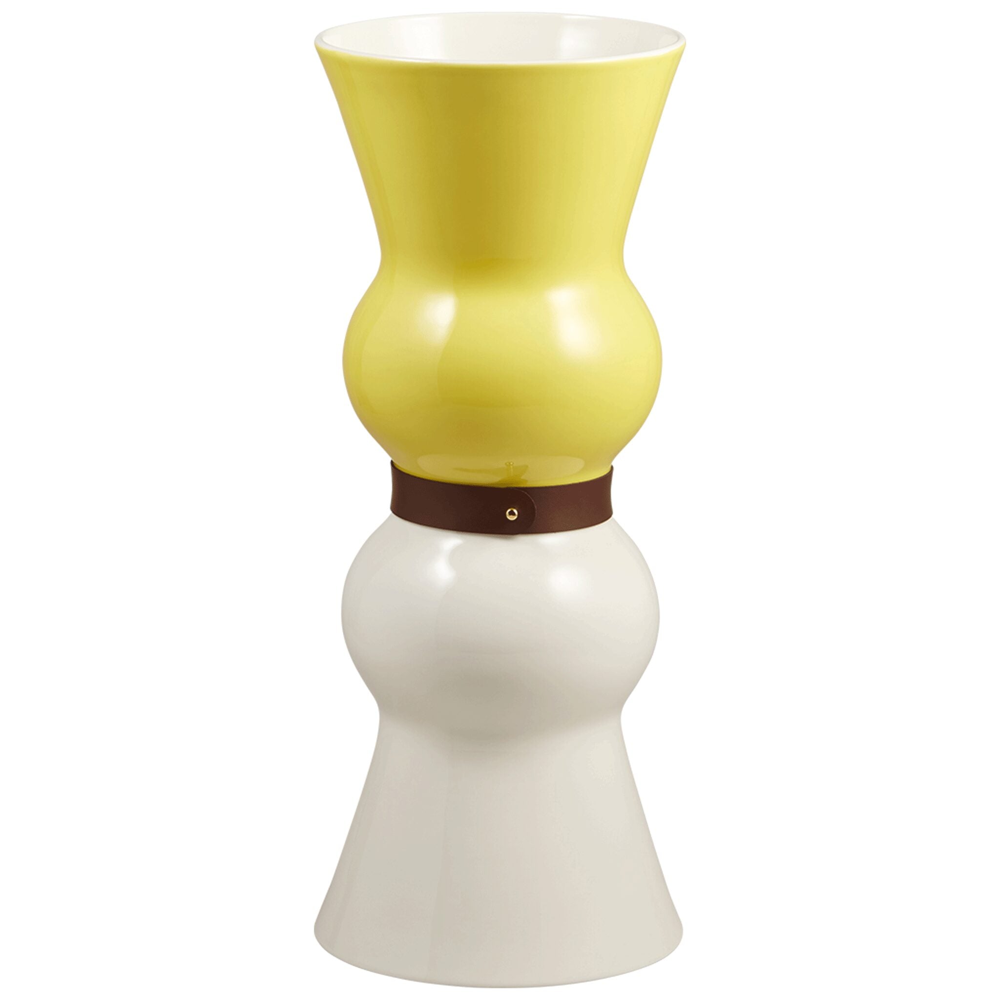 Gien Yellow and Kaolin White Siam Vase, Large