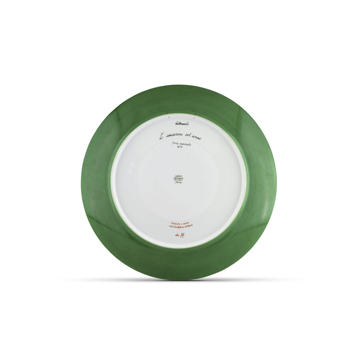 Ginori 1735 Arte di Gio Ponti La Venatoria Plate, Amazzone con Corno Green, view 5