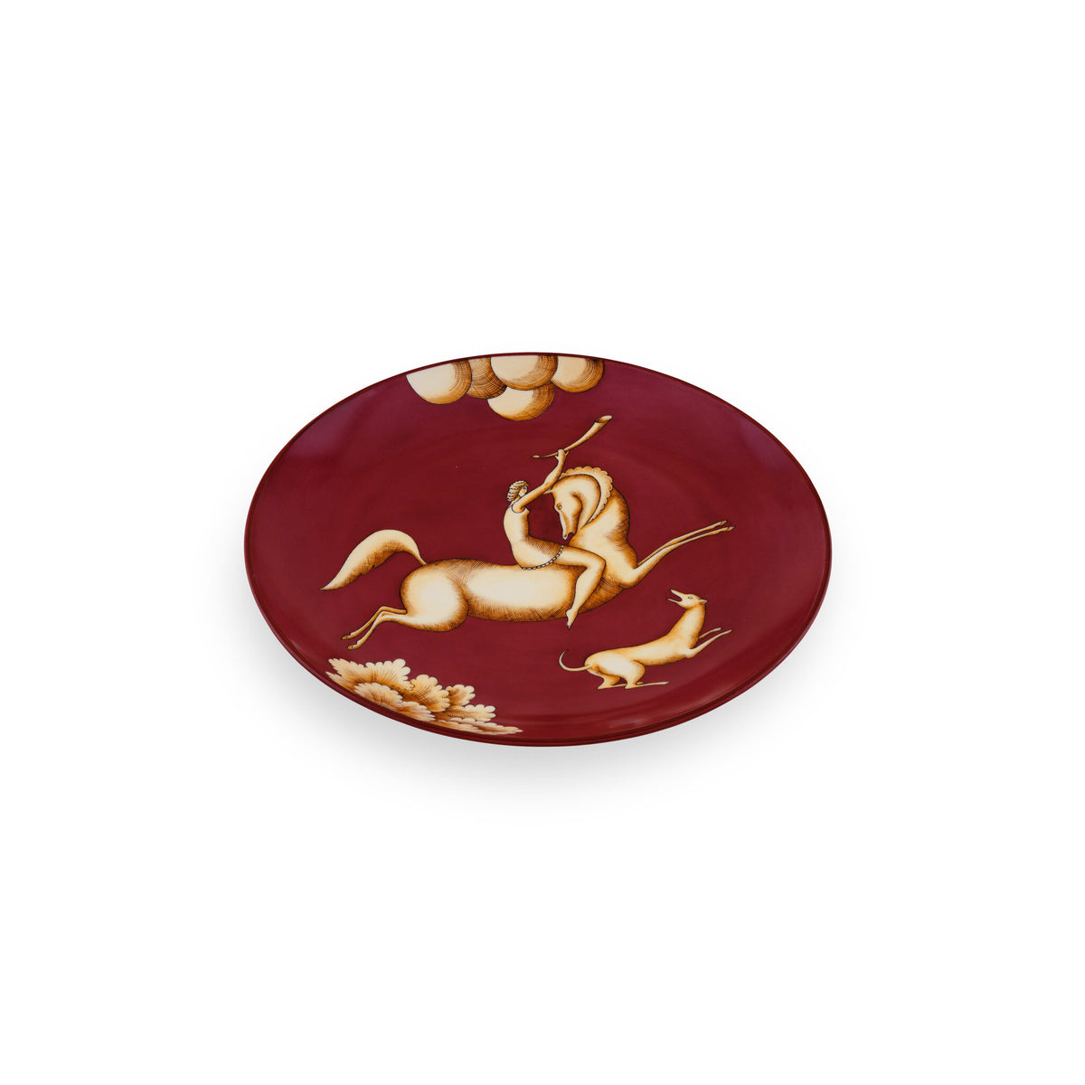 Ginori 1735 Arte di Gio Ponti La Venatoria Plate, Amazzone con Corno Red, view 2