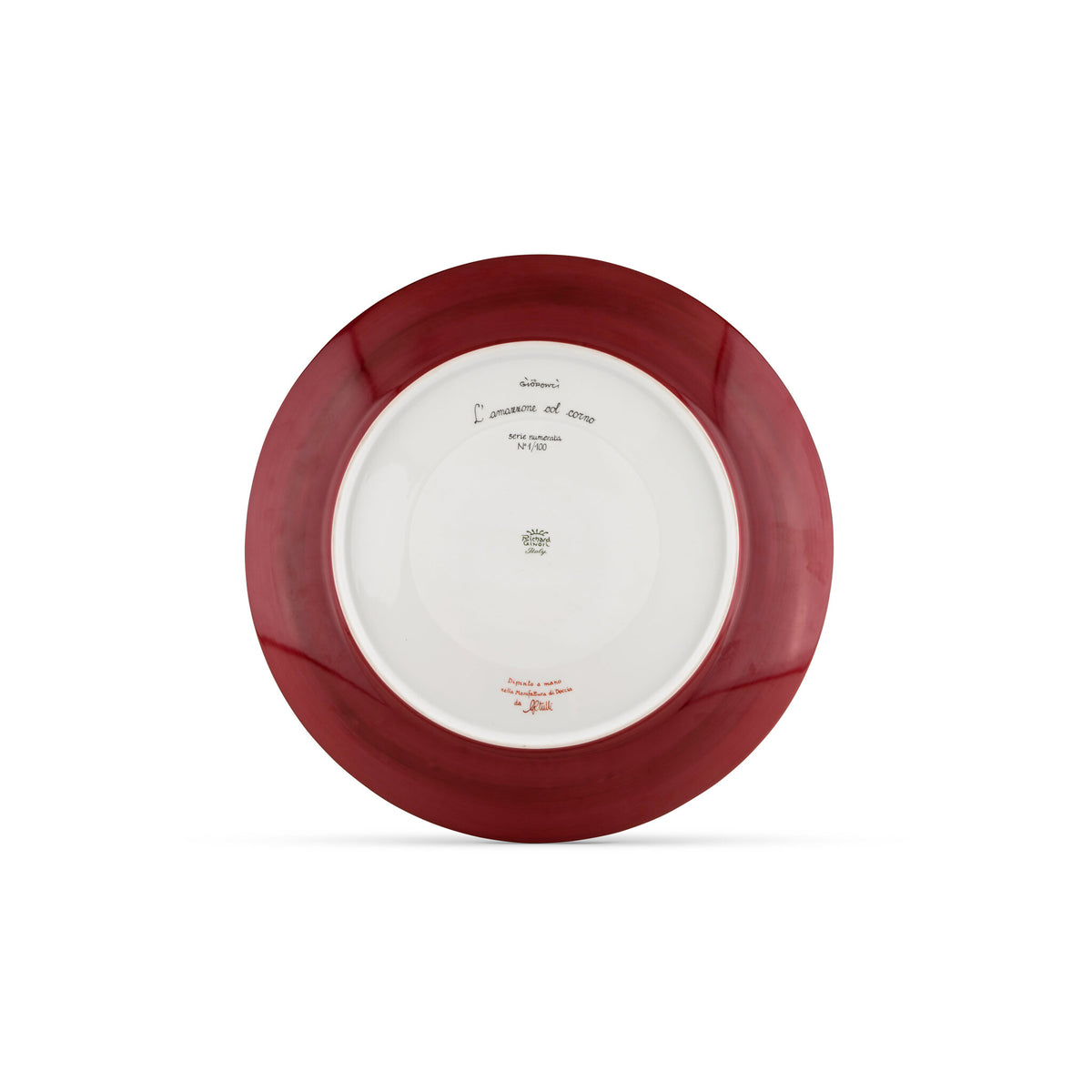 Ginori 1735 Arte di Gio Ponti La Venatoria Plate, Amazzone con Corno Red, view 5