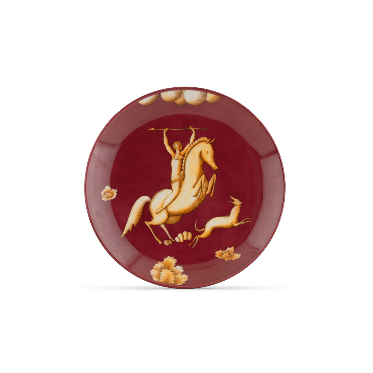 Ginori 1735 Arte di Gio Ponti La Venatoria Plate, Amazzone con Giavellotto Red