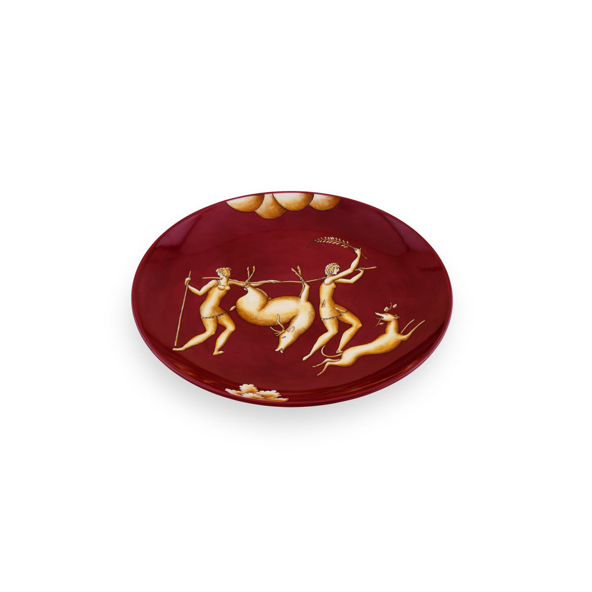 Ginori 1735 Arte di Gio Ponti La Venatoria Plate, Trasporto del Daino Red, view 2