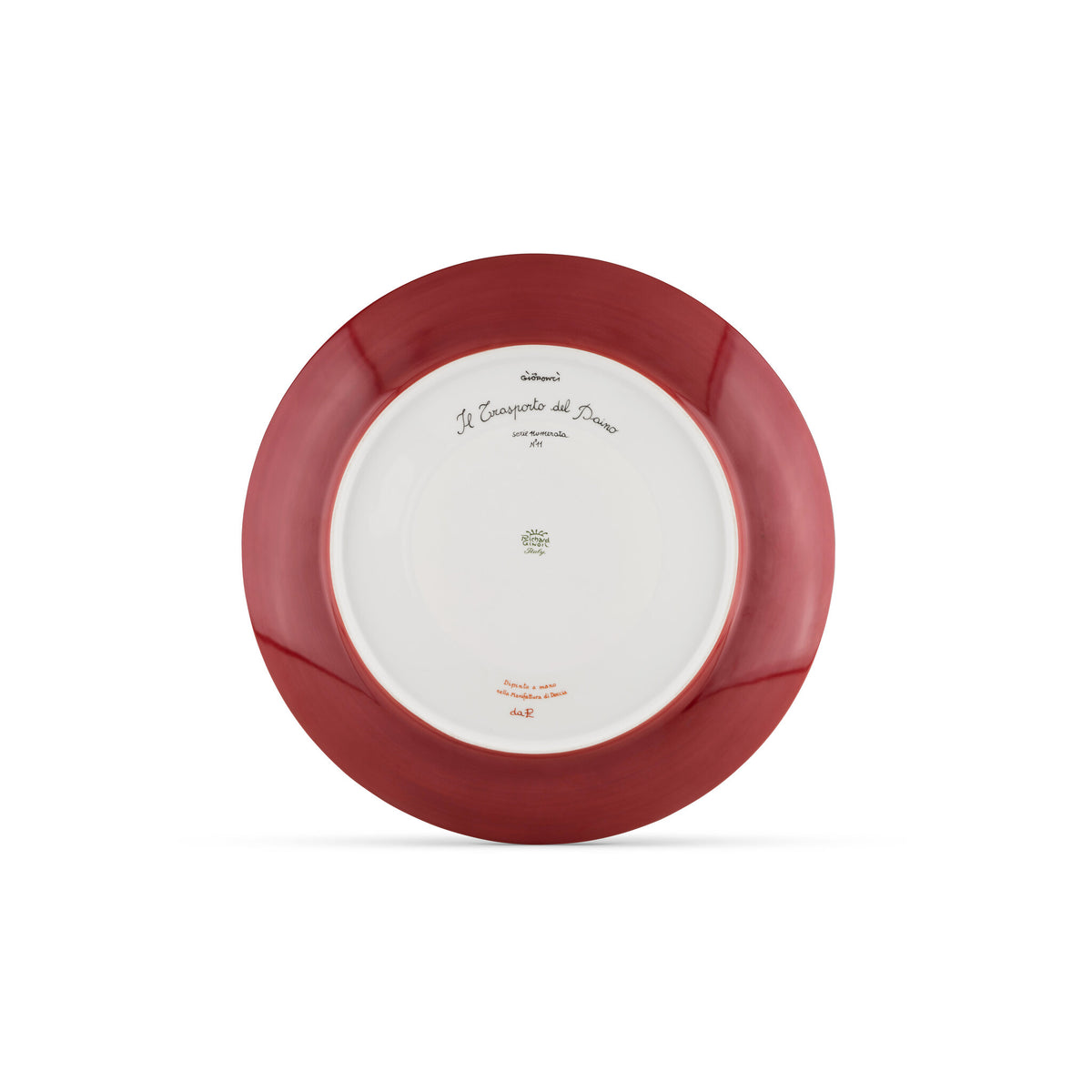 Ginori 1735 Arte di Gio Ponti La Venatoria Plate, Trasporto del Daino Red, view 5