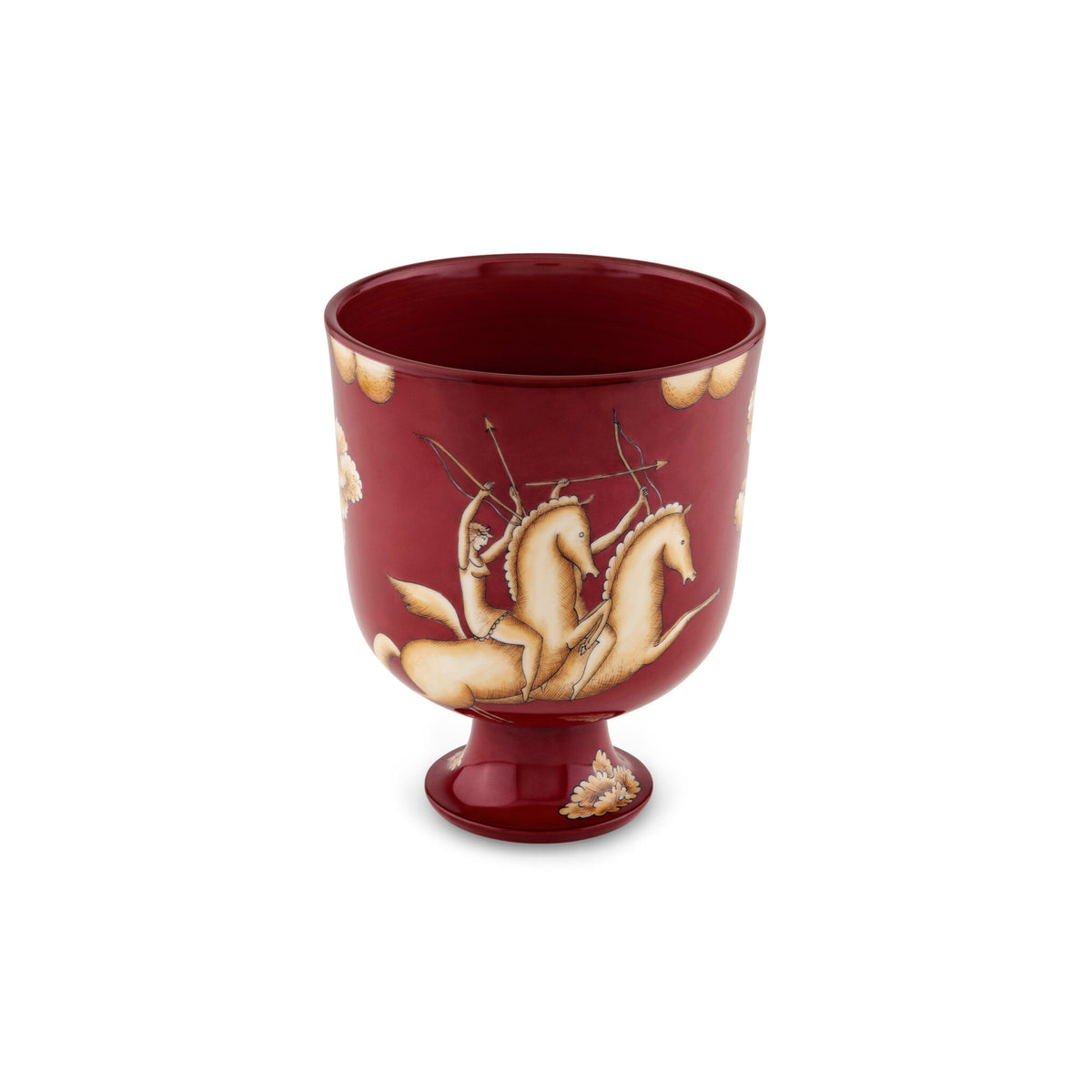 Ginori 1735 Arte di Gio Ponti La Venatoria Vase, Trionfo delle Amazzoni e Uccisione del Daino Red, view 3