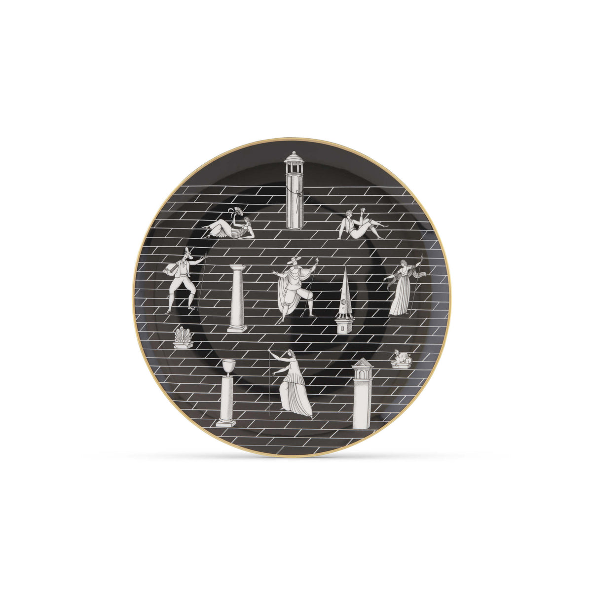 Ginori 1735 Arte di Gio Ponti Passeggiata Archeologica Plate, Black
