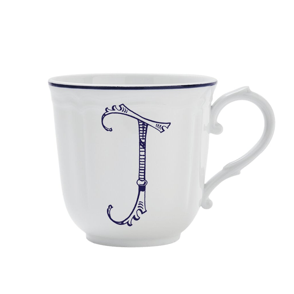 Ginori 1735 Corona Monogram Letter Mug, Blue – Letter J
