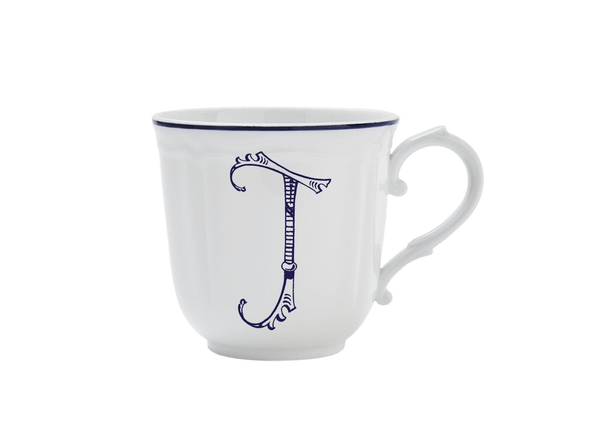 Ginori 1735 Corona Monogram Letter Mug, Blue – Letter J