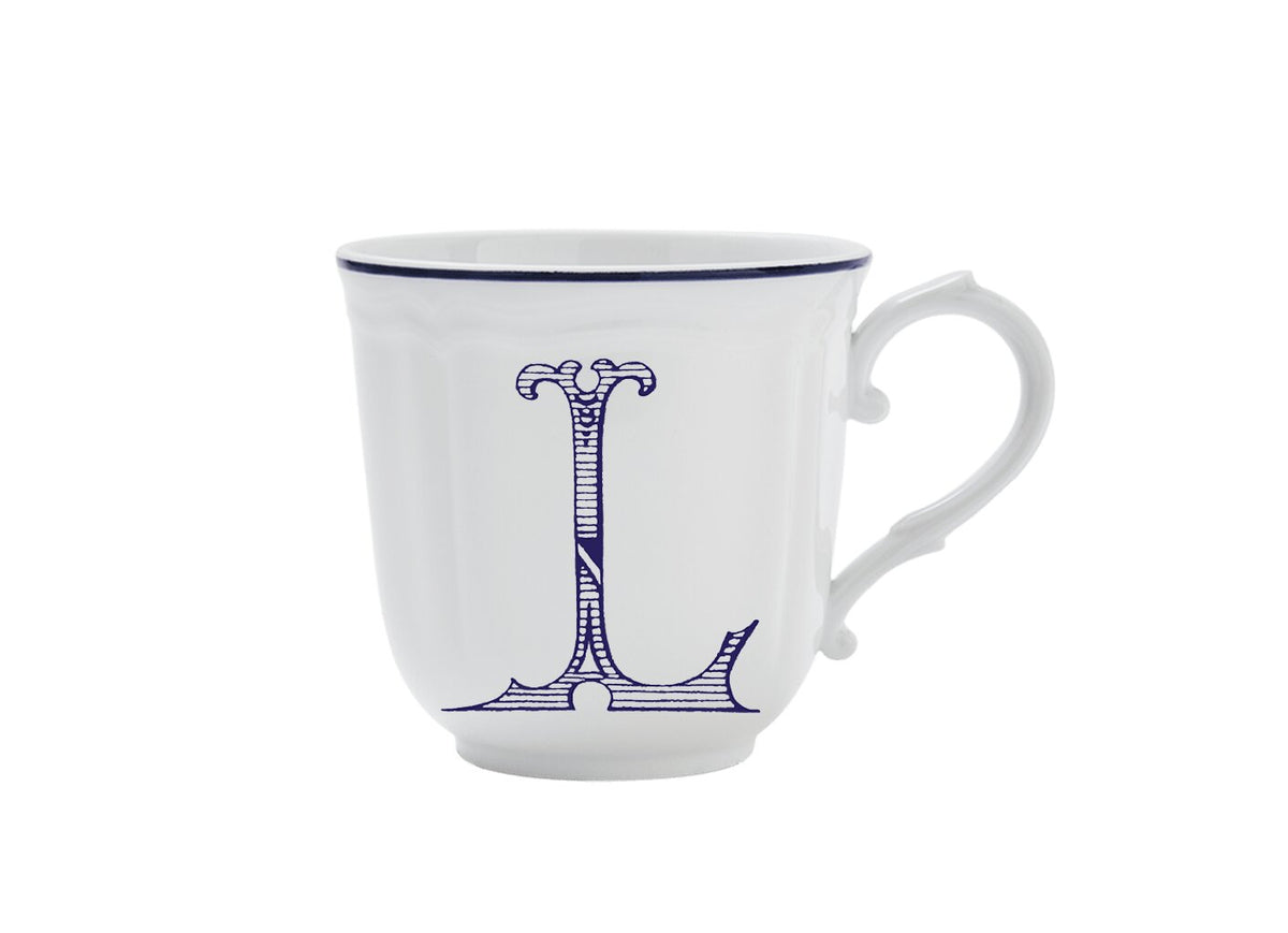 Ginori 1735 Corona Monogram Letter Mug, Blue – Letter L