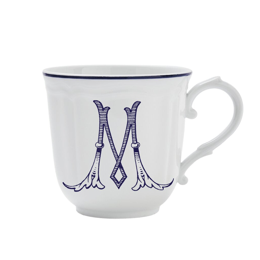 Ginori 1735 Corona Monogram Letter Mug, Blue – Letter M