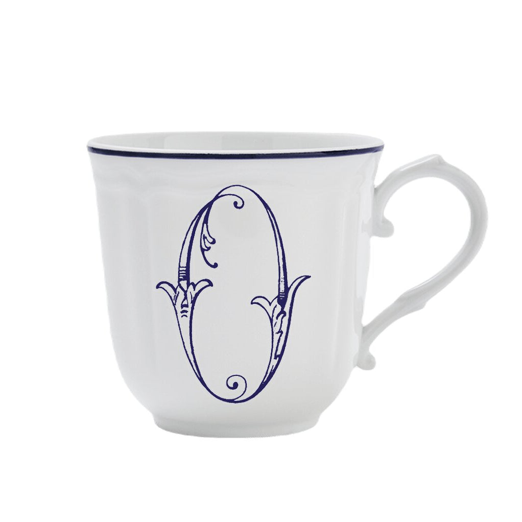 Ginori 1735 Corona Monogram Letter Mug, Blue – Letter O