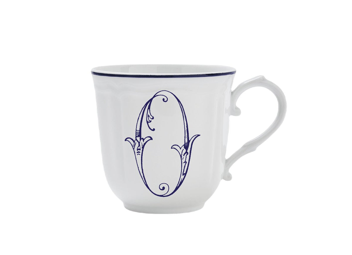 Ginori 1735 Corona Monogram Letter Mug, Blue – Letter O