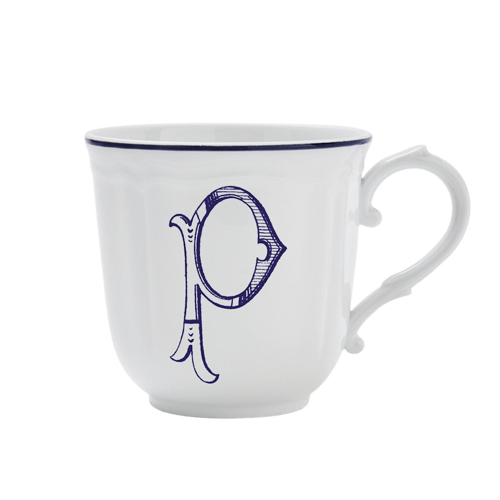 Ginori 1735 Corona Monogram Letter Mug, Blue – Letter P