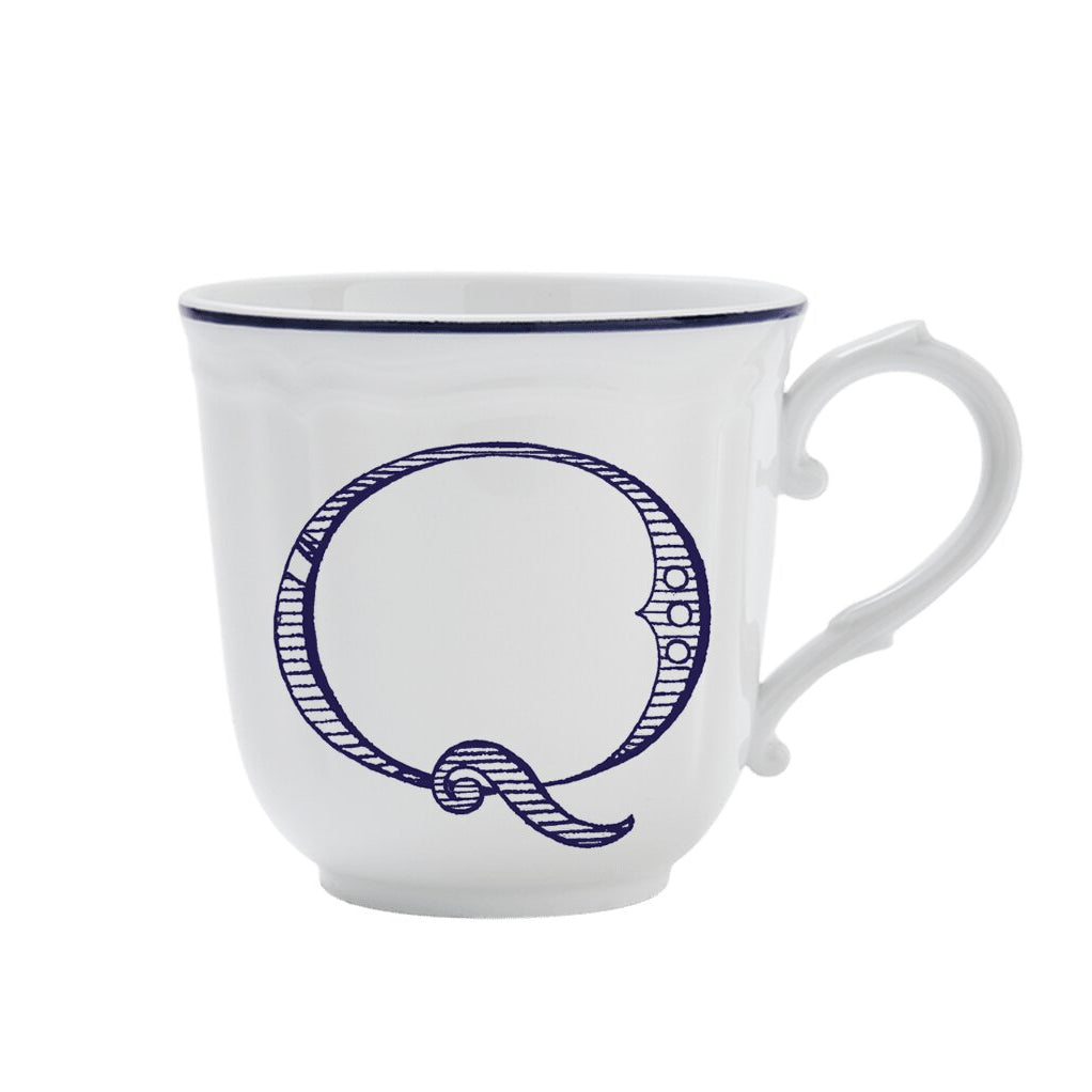 Ginori 1735 Corona Monogram Letter Mug, Blue – Letter Q
