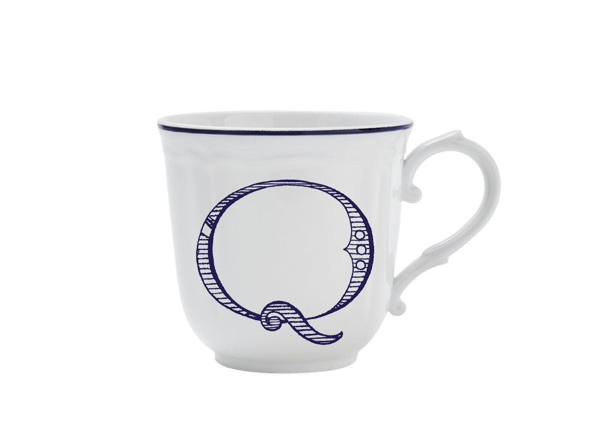 Ginori 1735 Corona Monogram Letter Mug, Blue – Letter Q