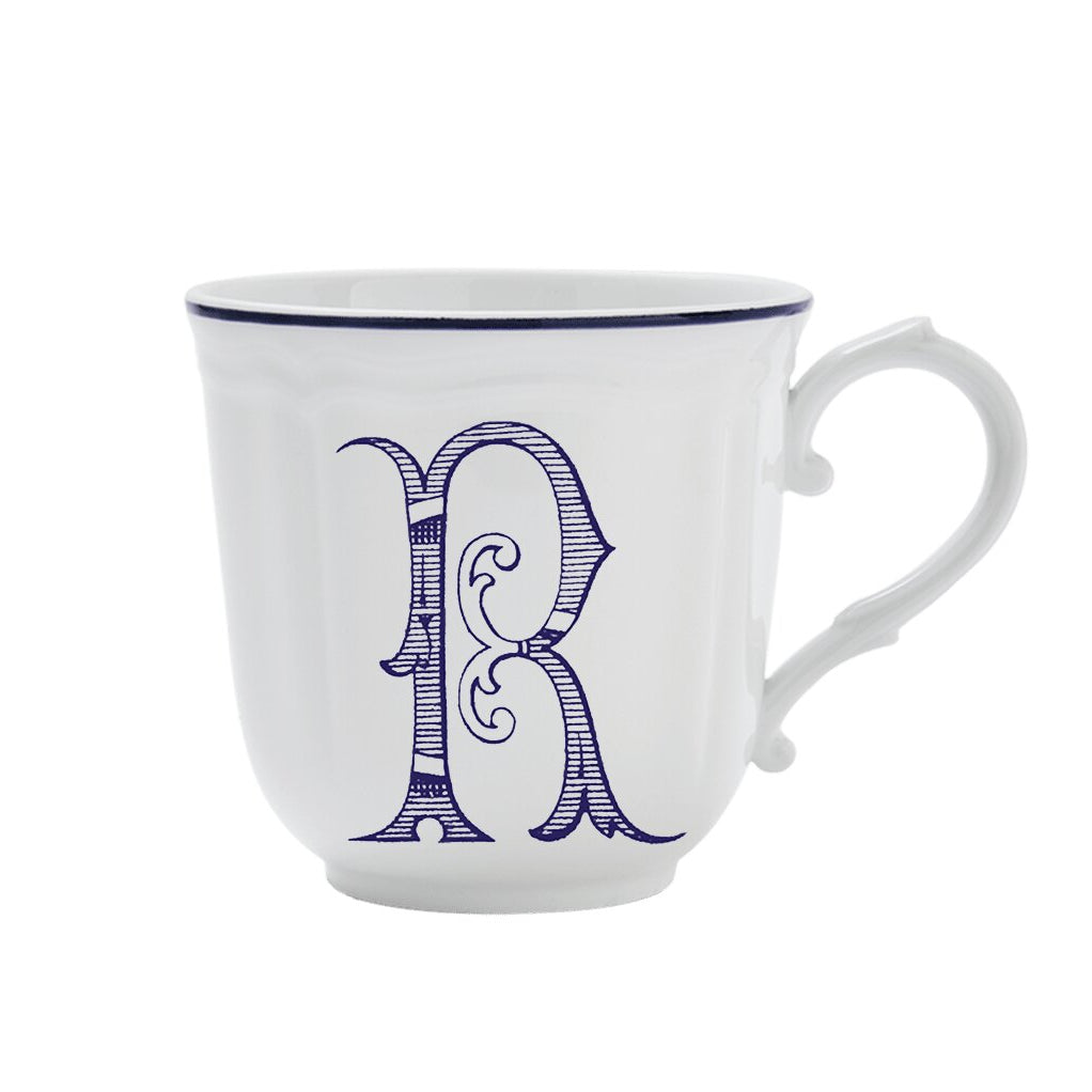 Ginori 1735 Corona Monogram Letter Mug, Blue – Letter R