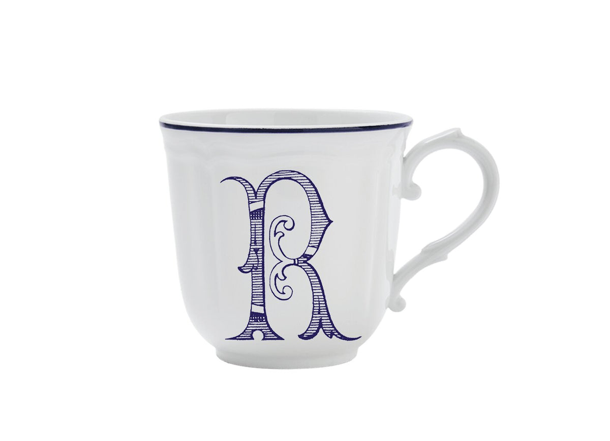 Ginori 1735 Corona Monogram Letter Mug, Blue – Letter R