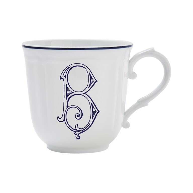 Ginori 1735 Corona Monogram Letter Mug, Blue – Letter B