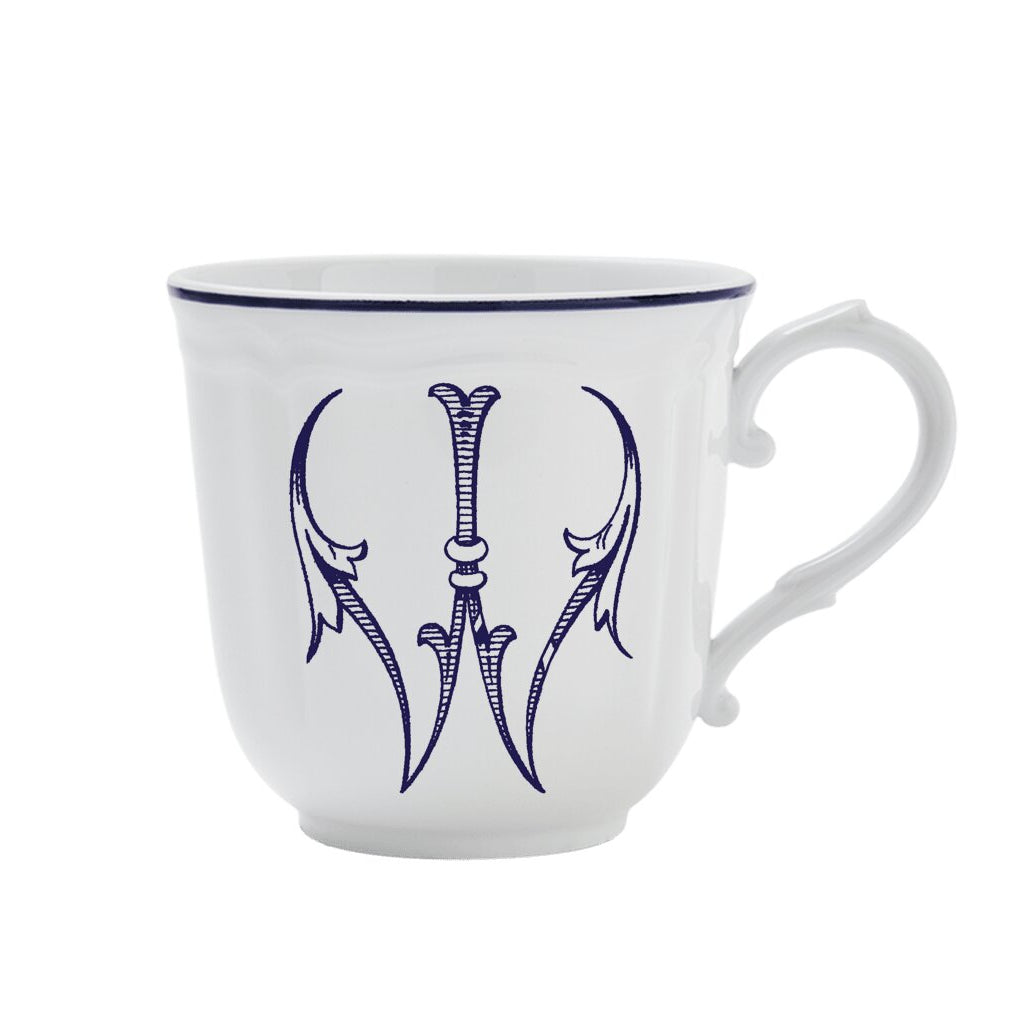 Ginori 1735 Corona Monogram Letter Mug, Blue – Letter W