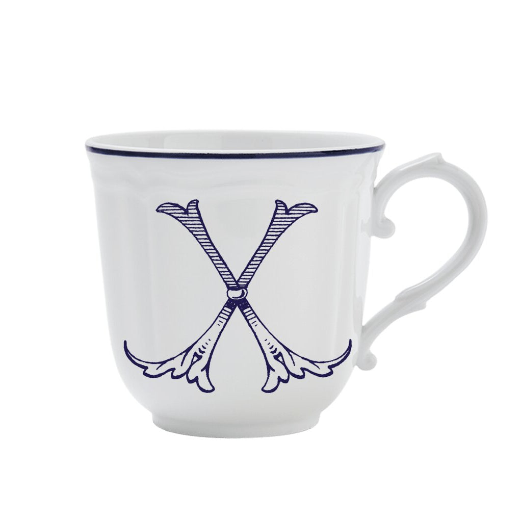 Ginori 1735 Corona Monogram Letter Mug, Blue – Letter X