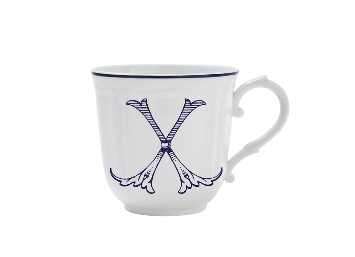 Ginori 1735 Corona Monogram Letter Mug, Blue – Letter X