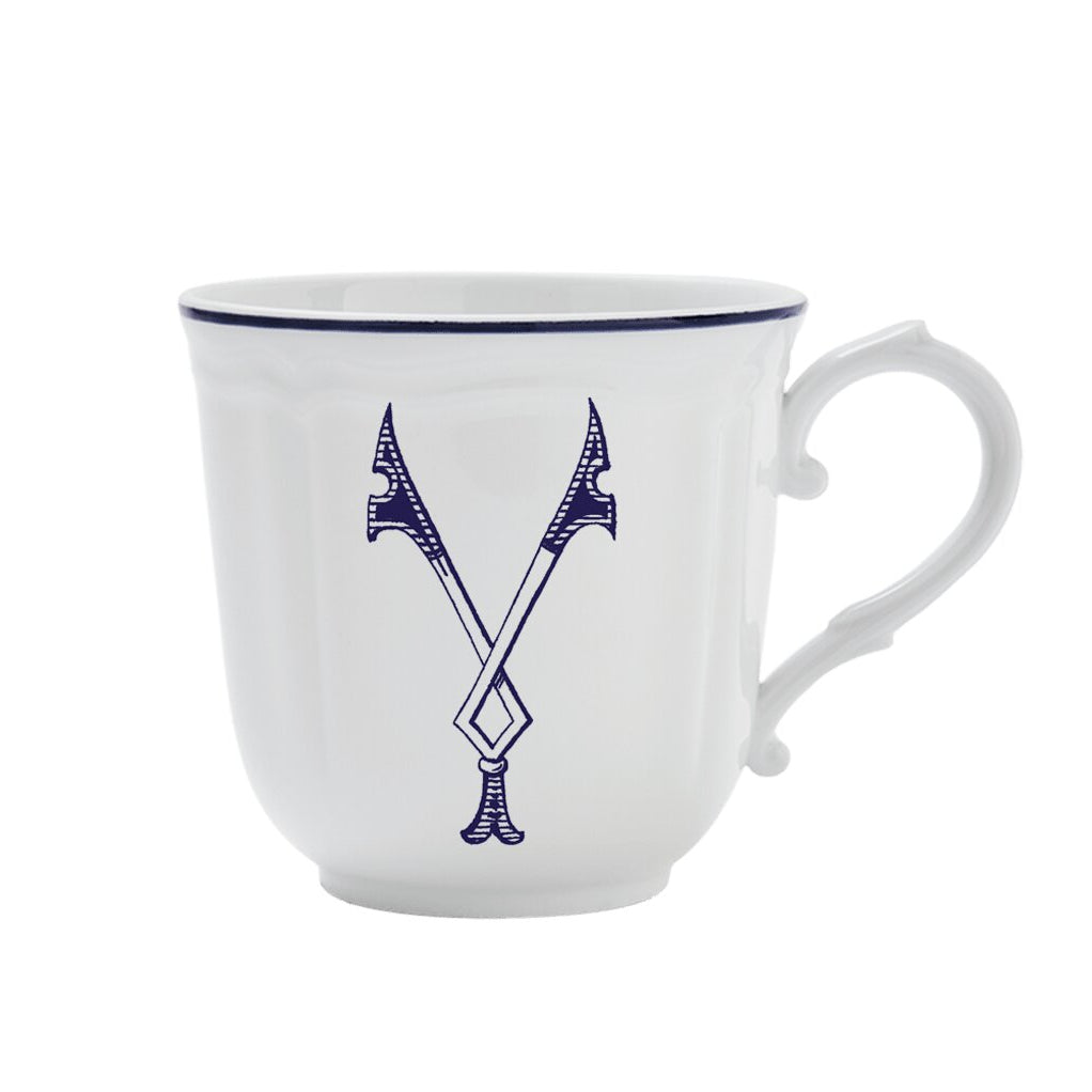 Ginori 1735 Corona Monogram Letter Mug, Blue – Letter Y