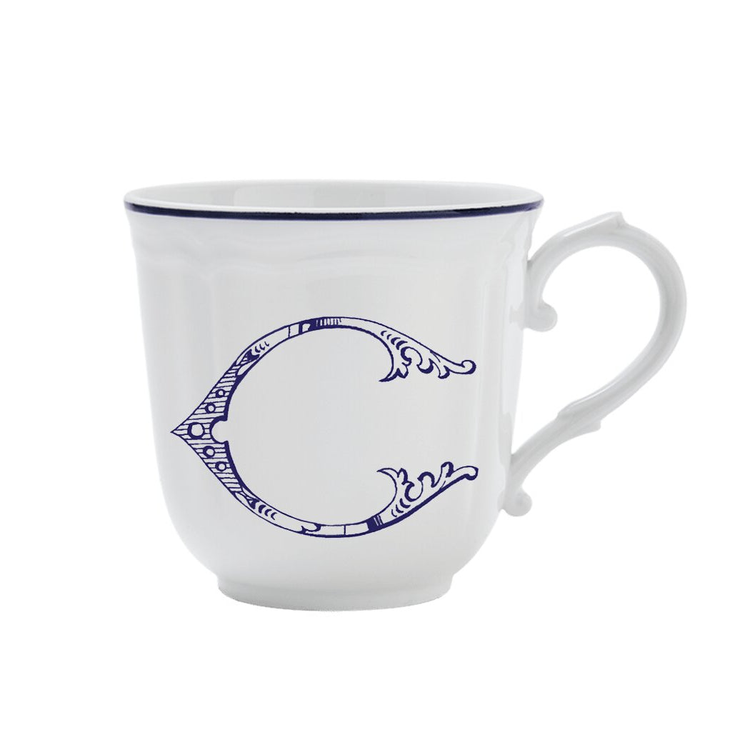 Ginori 1735 Corona Monogram Letter Mug, Blue – Letter C
