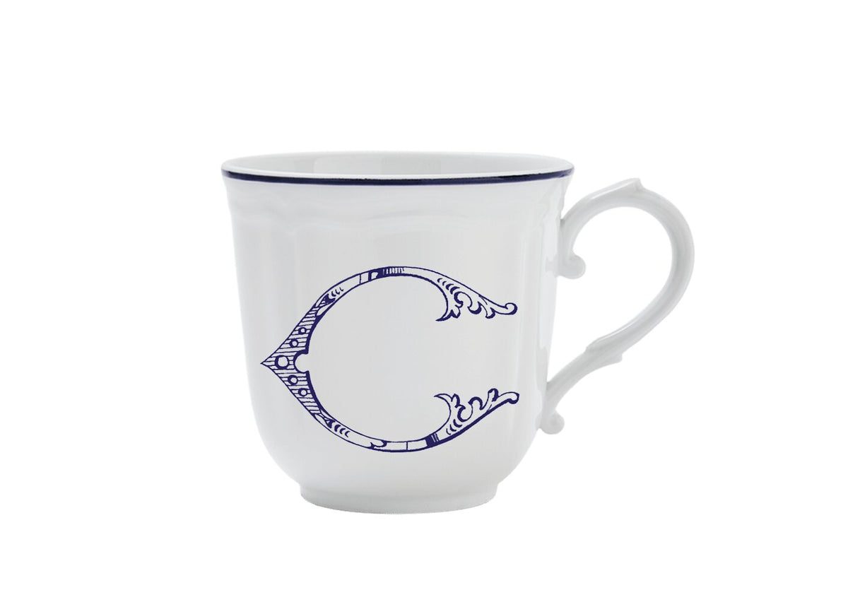 Ginori 1735 Corona Monogram Letter Mug, Blue – Letter C