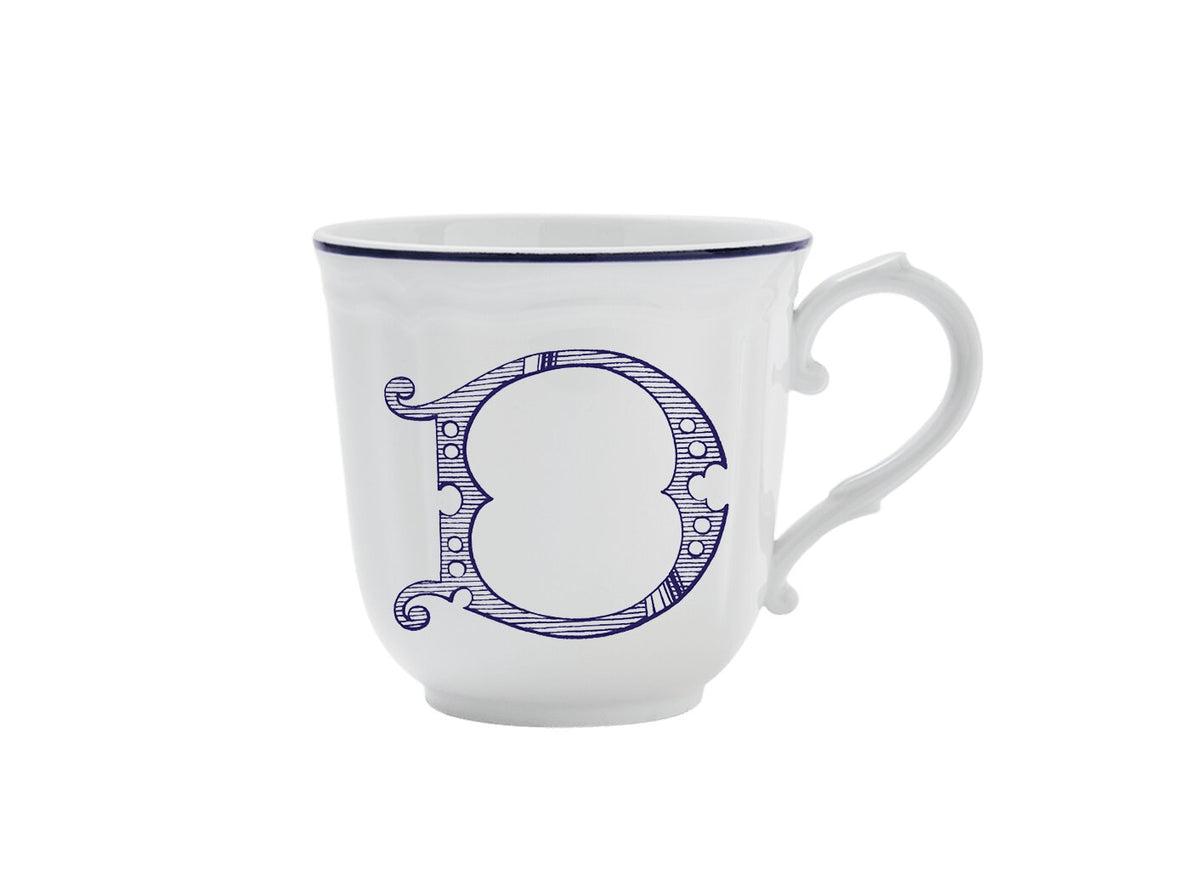 Ginori 1735 Corona Monogram Letter Mug, Blue – Letter D