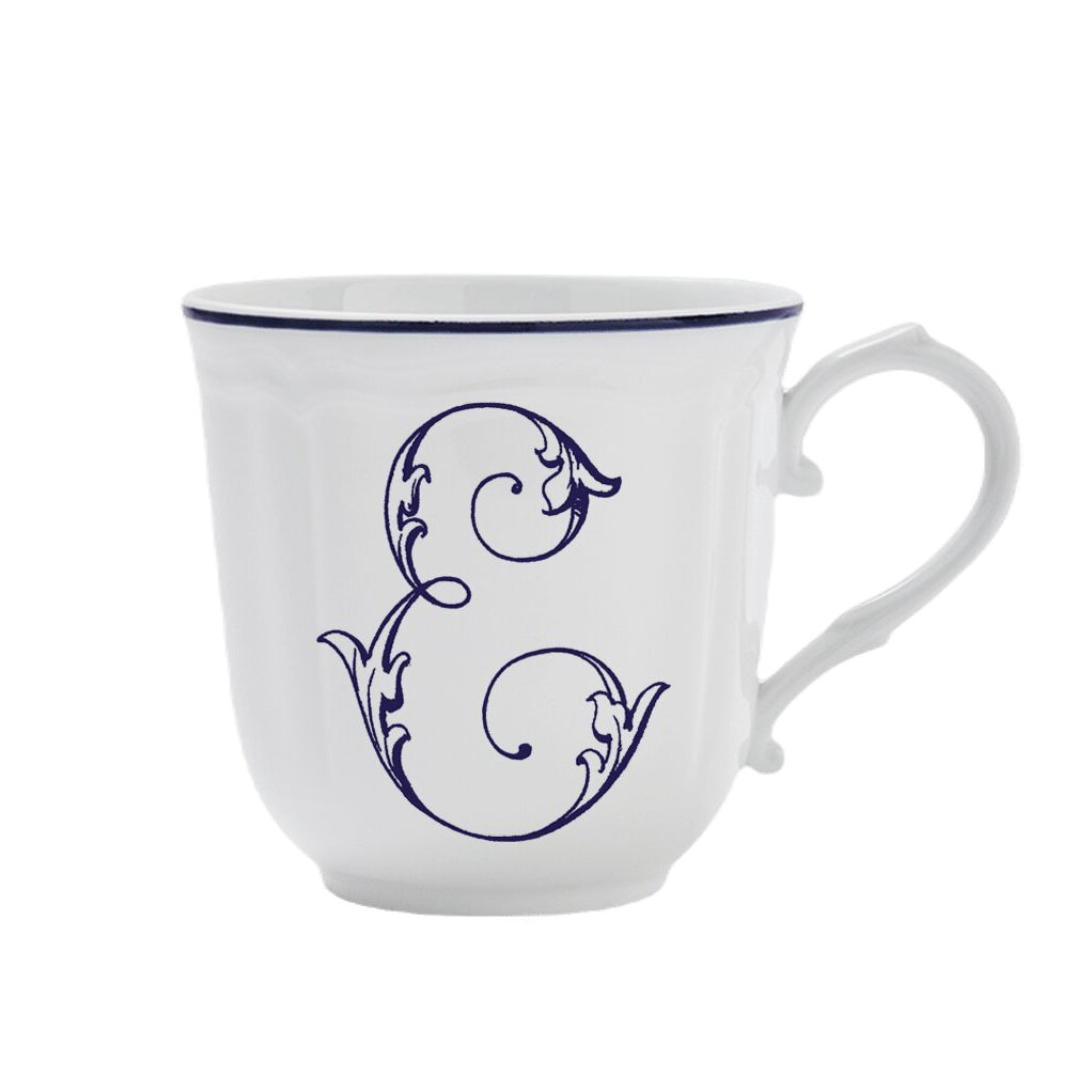 Ginori 1735 Corona Monogram Letter Mug, Blue – Letter E